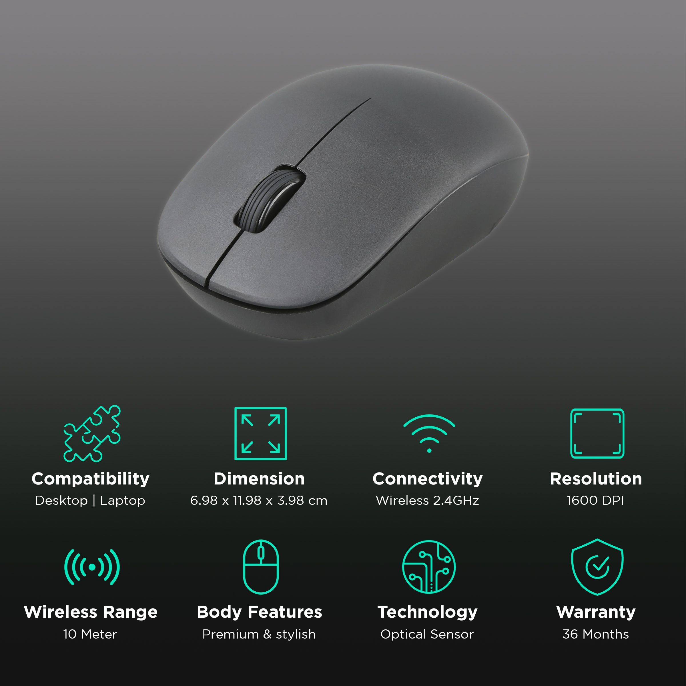 LAPCARE Safari III Wireless Optical Mouse (1600 DPI, Tested for 3 Million Clicks, Black) LAPCARE Safari III Wireless Optical Mouse (1600 DPI, Tested for 3 Million Clicks, Black)_2
