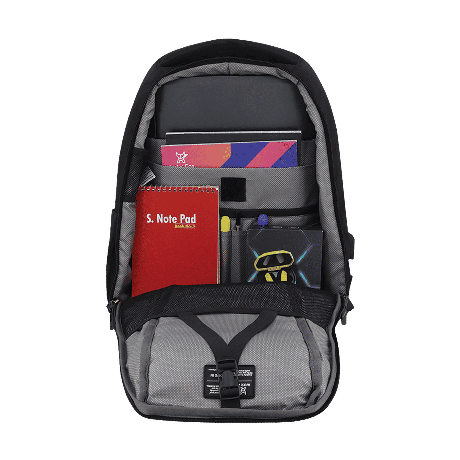 Arctic Fox New Anti-Theft Alarm Polyester Laptop Backpack for 15.5 Inch Laptop (36 L, Water Repellent Fabric, Black)_5