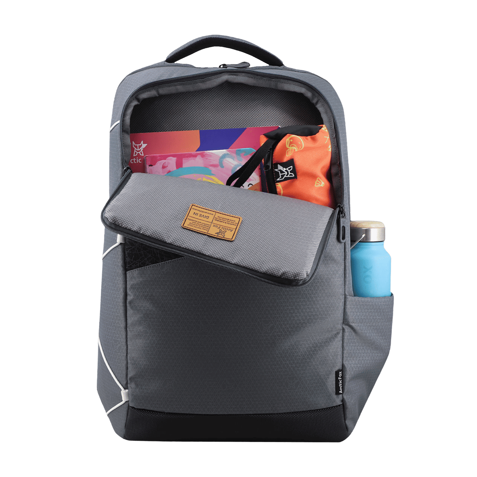 Arctic Fox Stunt Polyester Laptop Backpack for 15.5 Inch Laptop (35 L, Water Repellent Fabric, Grey)_5