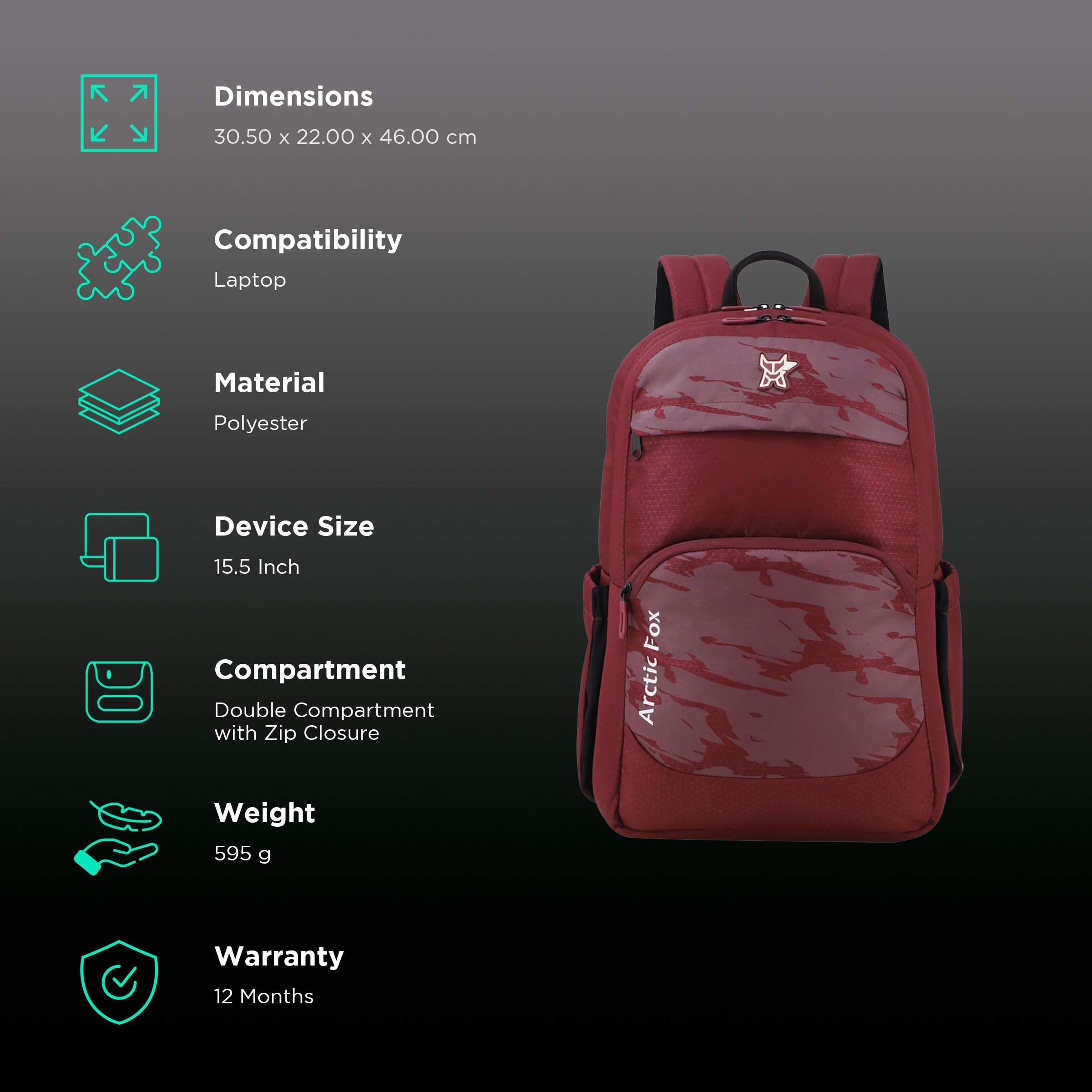 Arctic Fox Troop Polyester Laptop Backpack for 15.5 Inch Laptop (31 L, Padded Shoulder Strap, Tawny Port)_2