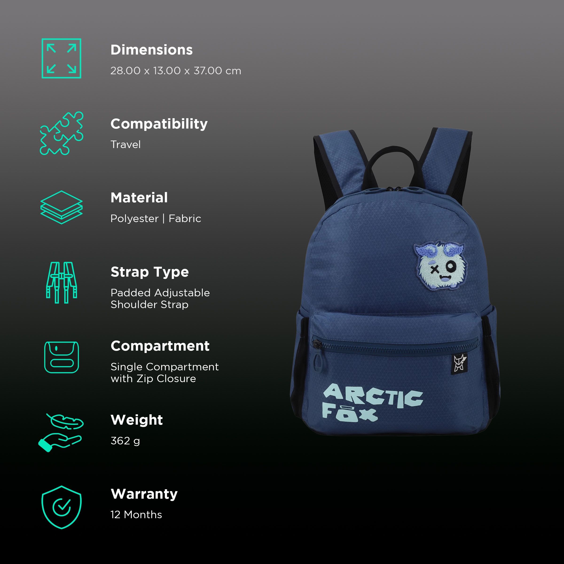 Arctic Fox Puff 14 Litres Polyester and Fabric Backpack (Webbing Handle, FMIBPKNVYWW108014, Dark Denim)_2