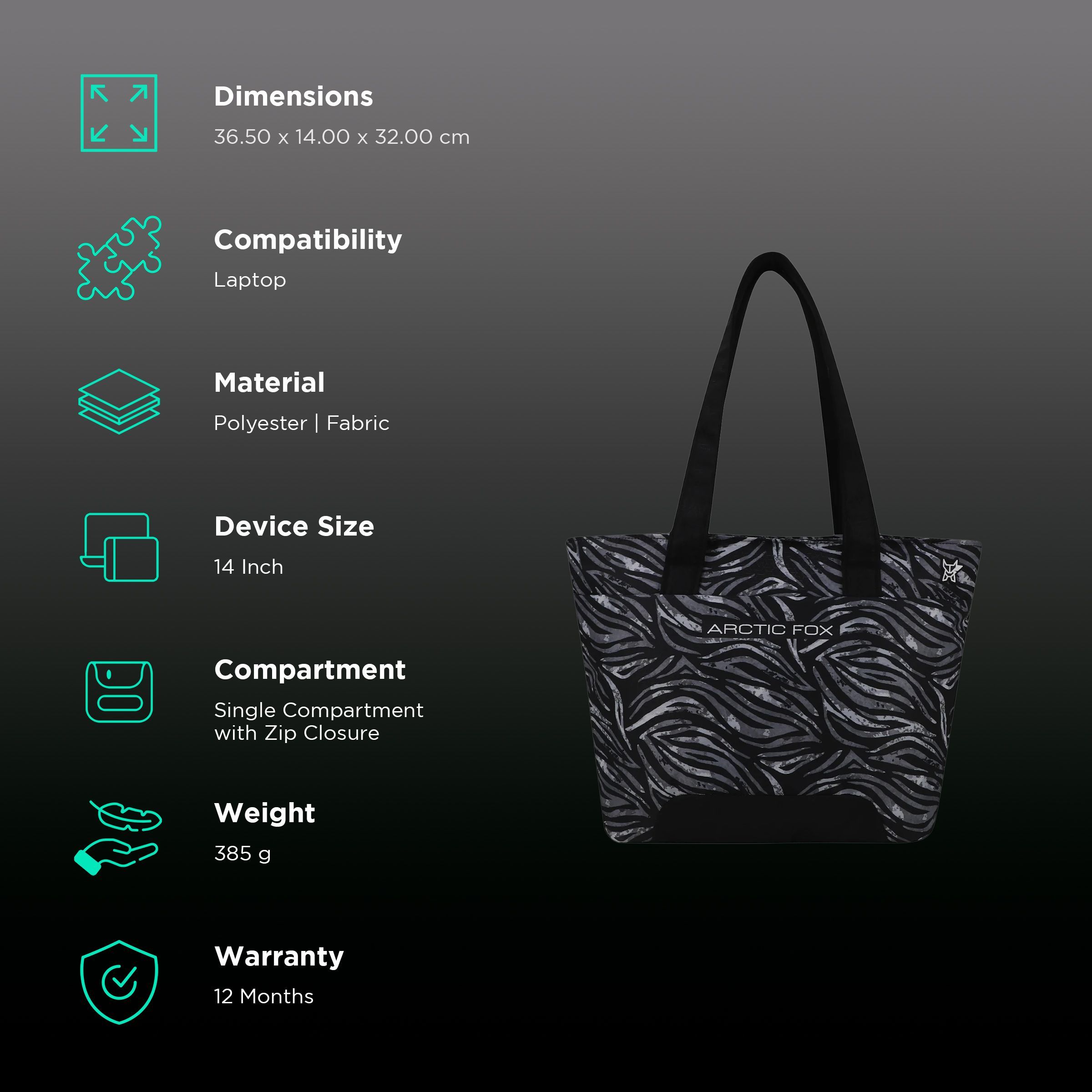 Arctic Fox Feral 500D Polyester Laptop Tote Bag for 14 Inch Laptop (16 L, Anti Slip Handle, Black) Arctic Fox Feral 500D Polyester Laptop Tote Bag for 14 Inch Laptop (16 L, Anti Slip Handle, Black)_2