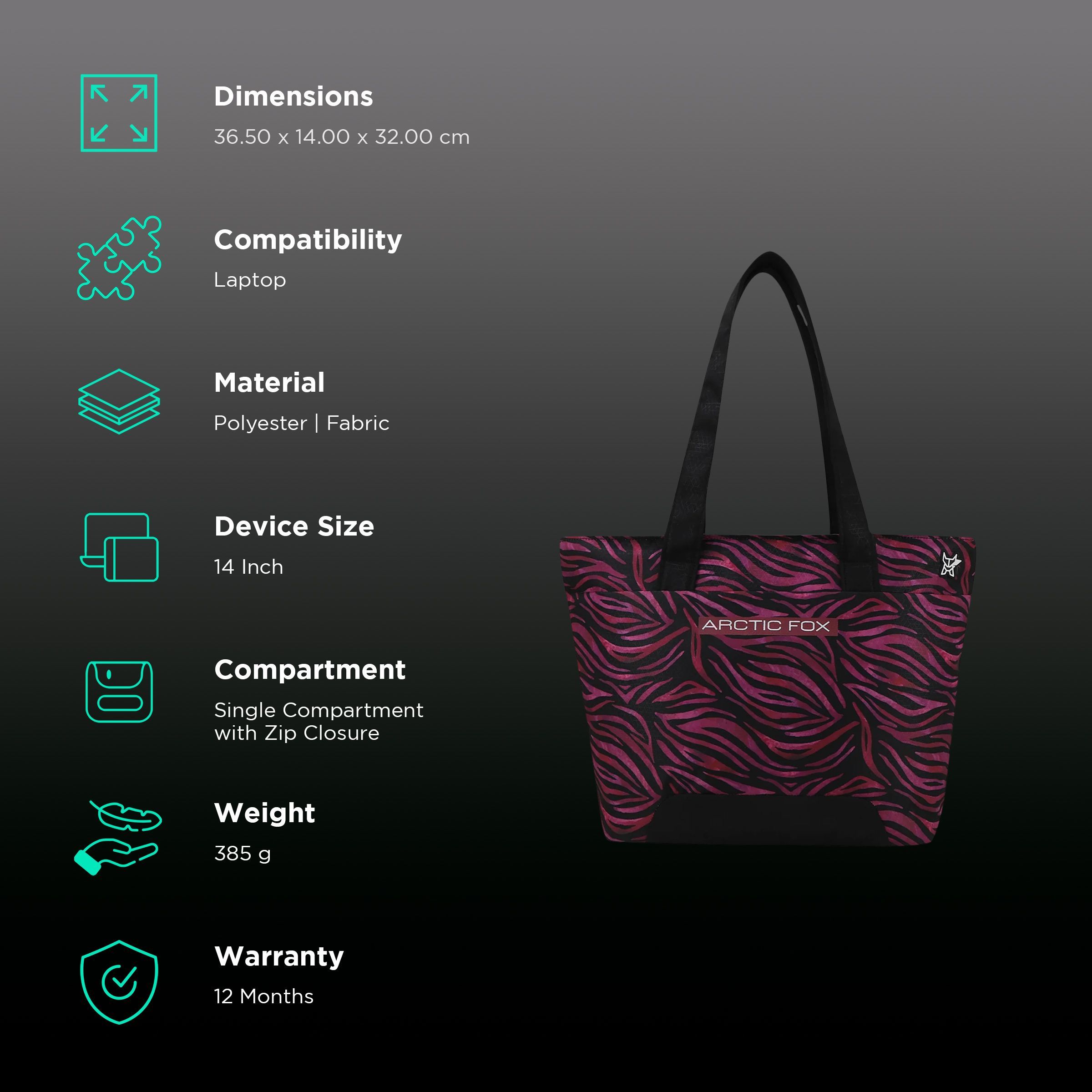 Arctic Fox Feral 500D Polyester Laptop Tote Bag for 14 Inch Laptop (16 L, Anti Slip Handle, Tawny Port)_2