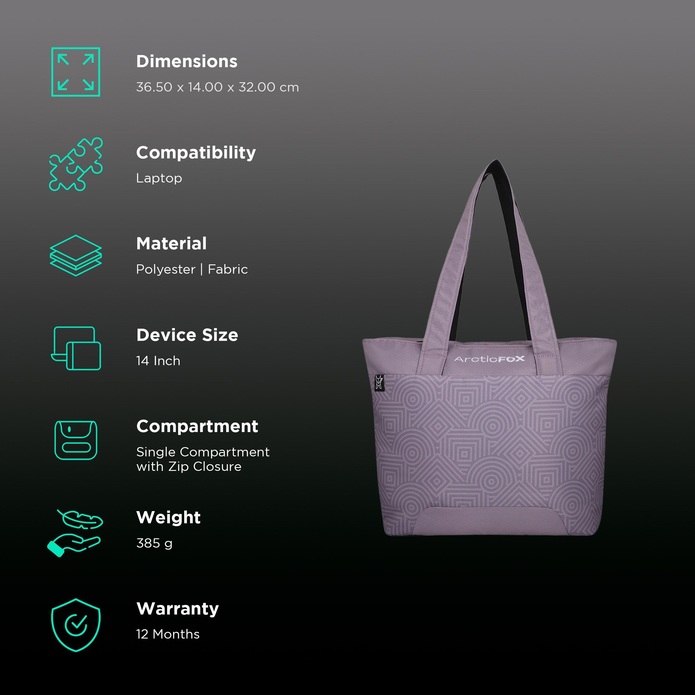 Arctic Fox Lattice Polyester Laptop Tote Bag for 14 Inch Laptop (16 L, Water Repellent Fabric, Sea Fog)_2