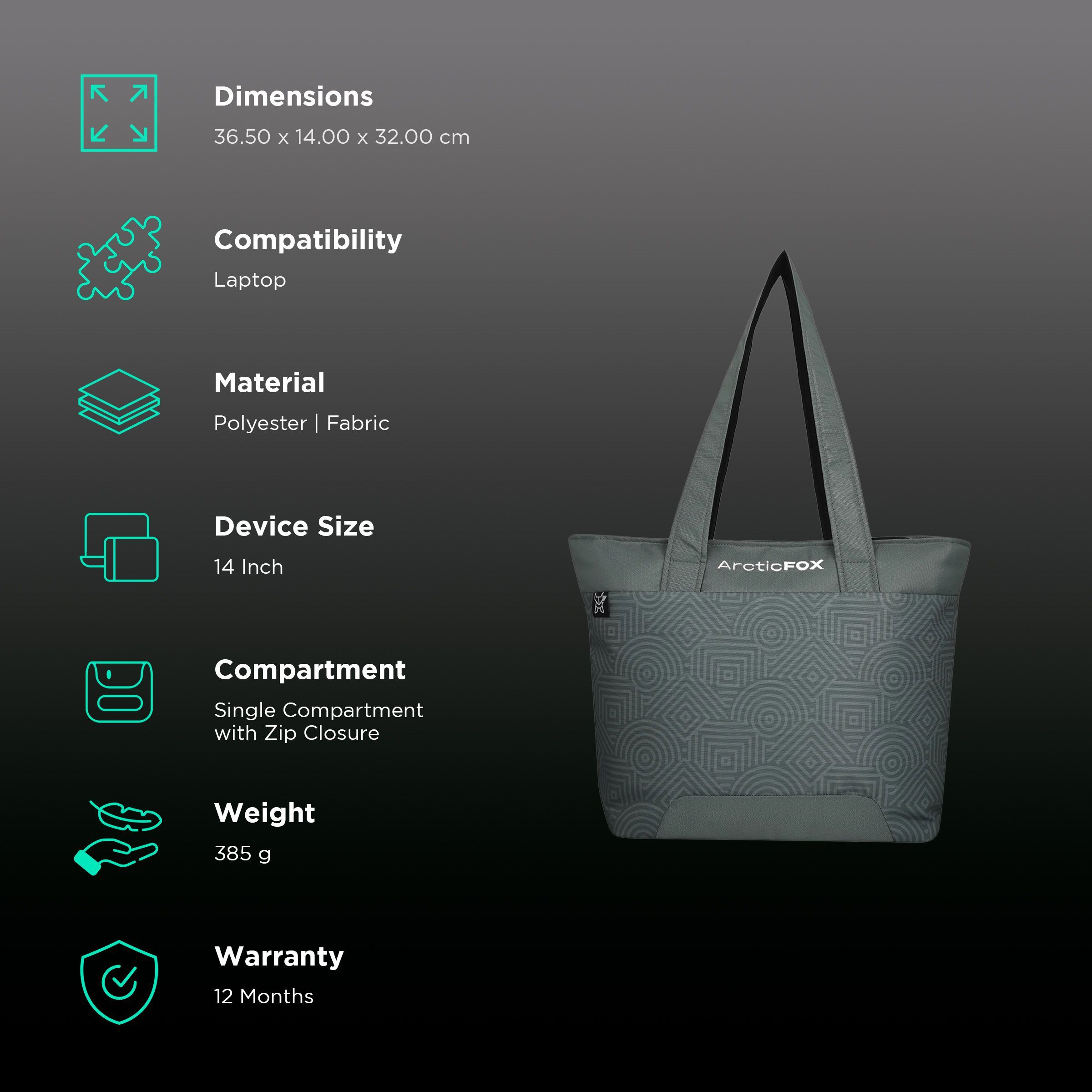 Arctic Fox Lattice Polyester Laptop Tote Bag for 14 Inch Laptop (16 L, Water Repellent Fabric, Sea Spray)_2