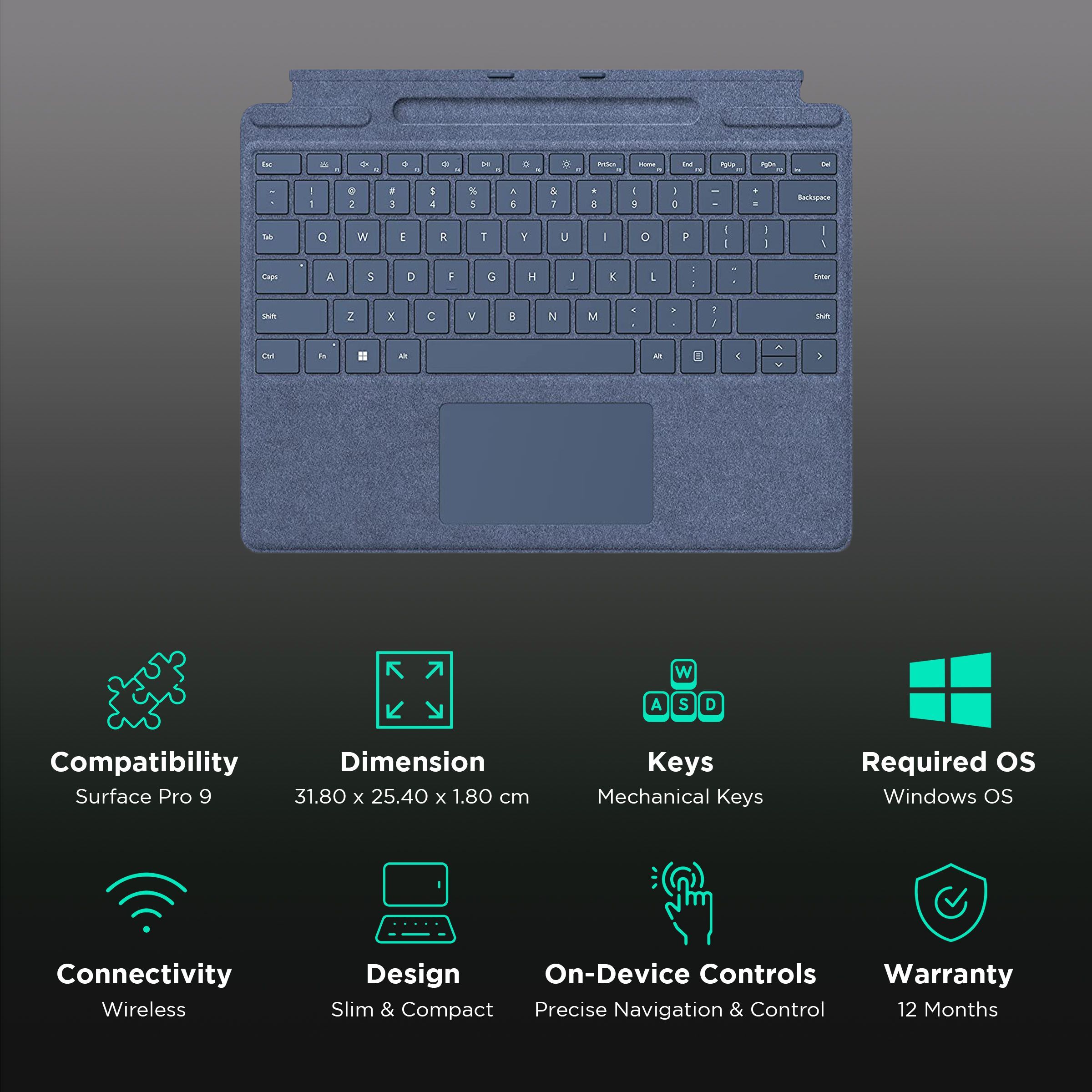 Microsoft Wireless Keyboard with Touchpad (Built-in Kickstand, Sapphire)_3