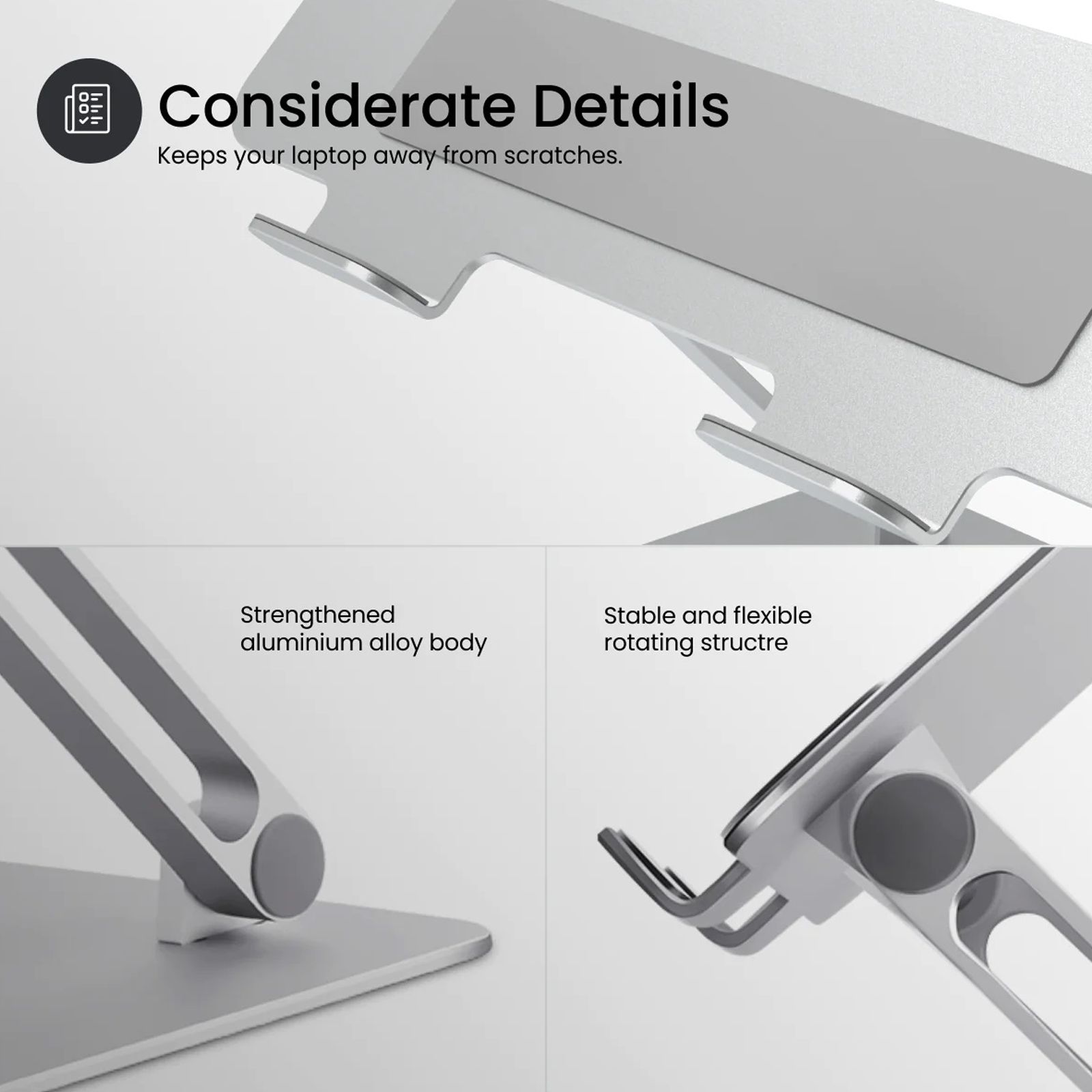 PORTRONICS My Buddy K6 Laptop Stand (Posture Support, POR 1802, Silver)_6