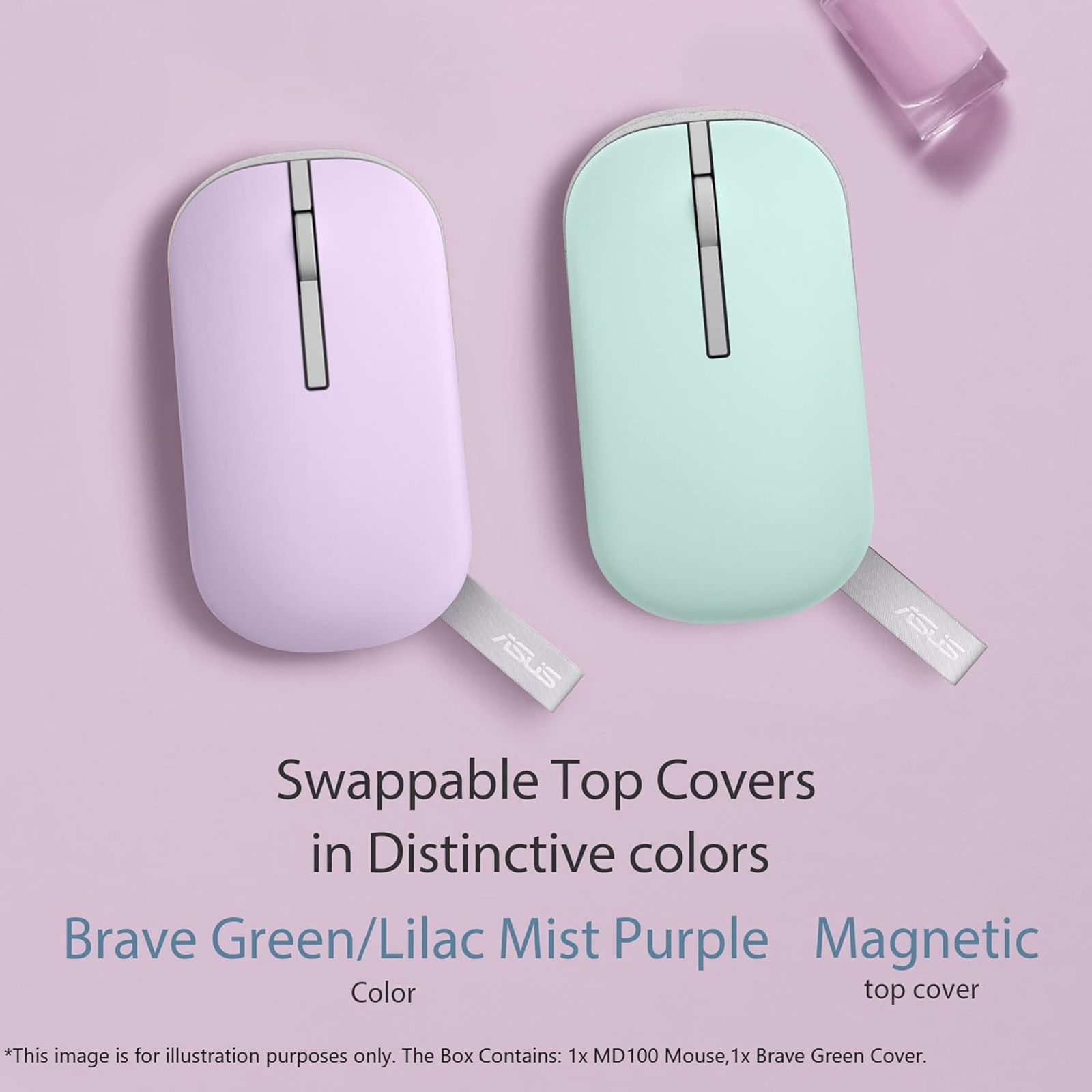 ASUS Marshmallow MD100 Bluetooth 5.0 Wireless Optical Mouse with Quiet Click Buttons (1600 DPI Adjustable, Battery Saving Technology, Mist Purple)_13