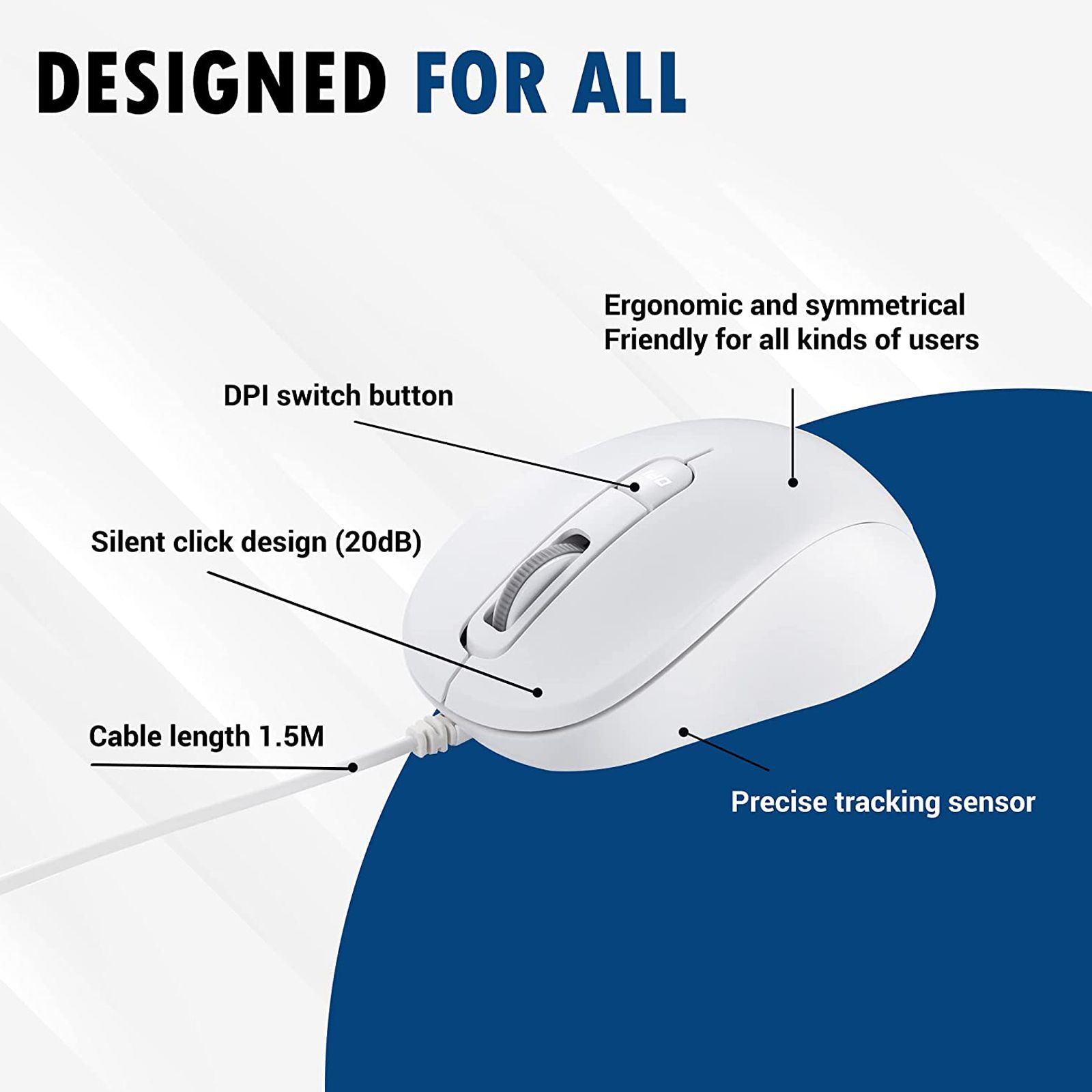 ASUS MU101C Blue Ray Wired Mouse with Silent Click (3200 dpi Adjustable, White)_6