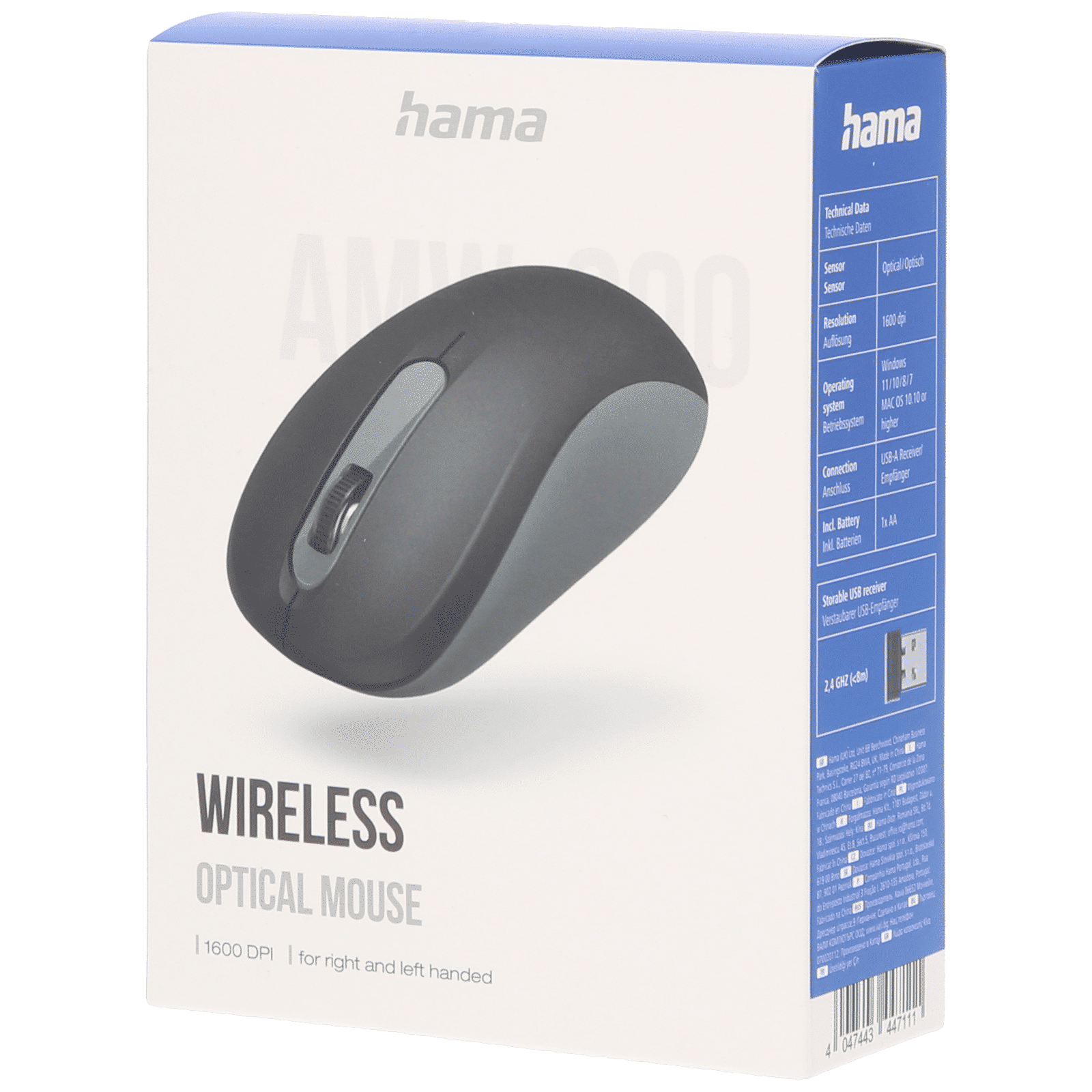 hama AMW-200 2.4GHz Wireless Optical Mouse with 3 Buttons (1600 DPI, Nano Receiver, Black) hama AMW-200 2.4GHz Wireless Optical Mouse with 3 Buttons (1600 DPI, Nano Receiver, Black)_6