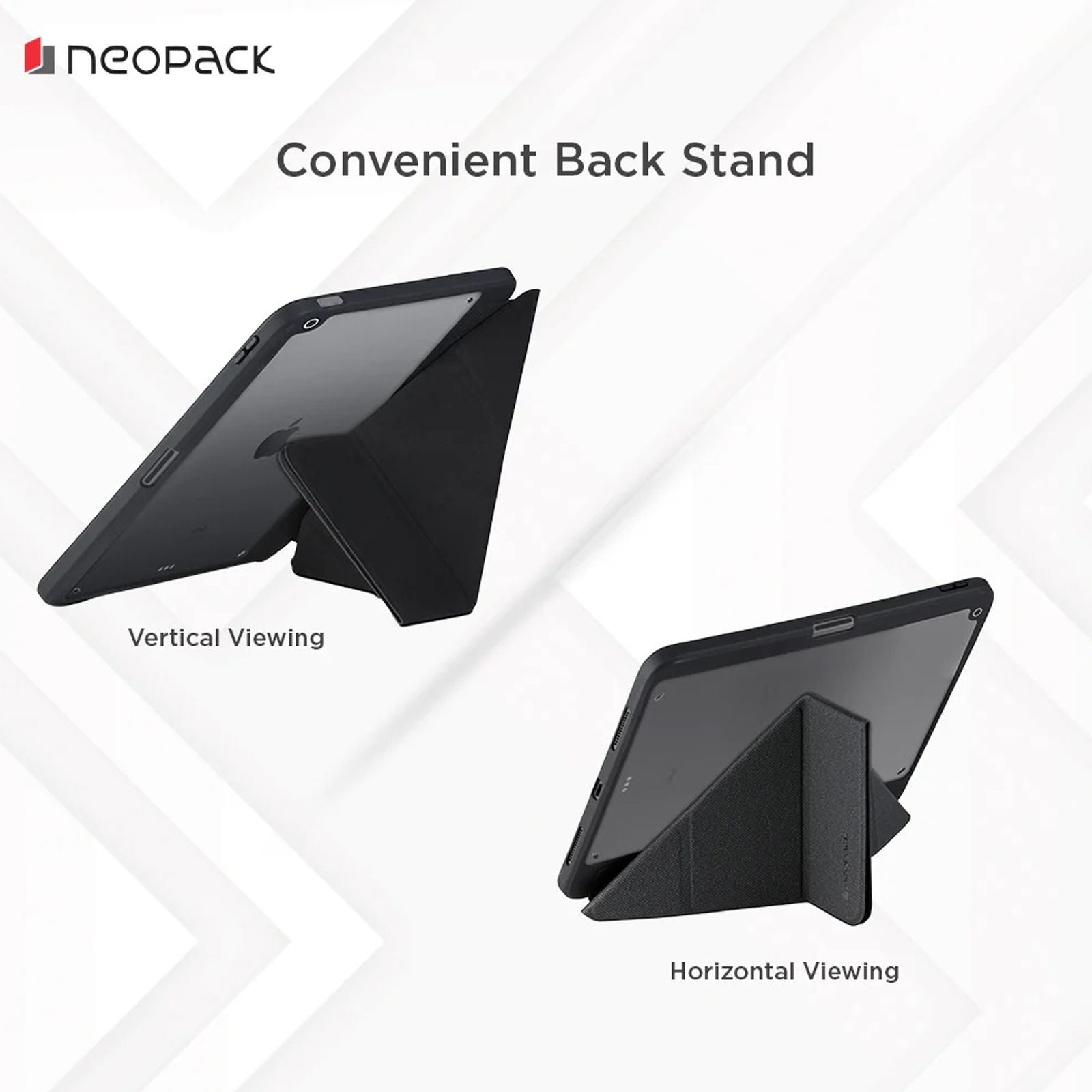 neopack Alpha Flip Case for Apple iPad 10.2 Inch with Pencil Holder (All Gen) (Transparent Back Shell Design, Black)_2