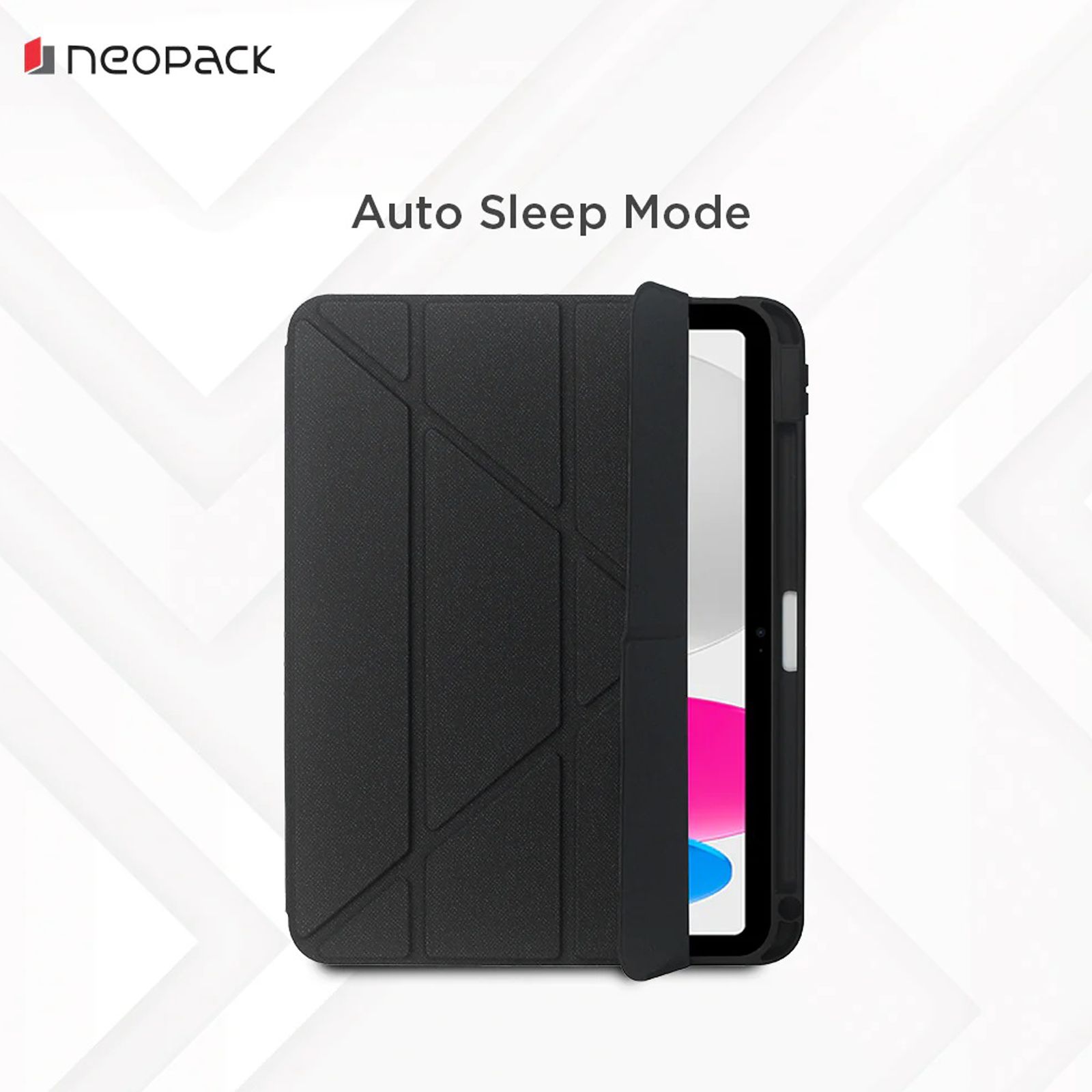 neopack Alpha Flip Case for Apple iPad 10.2 Inch with Pencil Holder (All Gen) (Transparent Back Shell Design, Black)_4