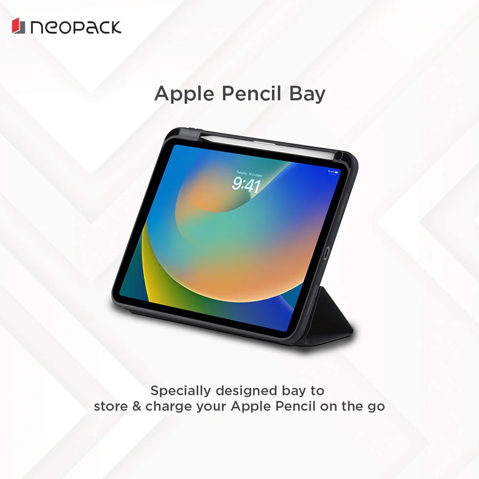 neopack Alpha Flip Case for Apple iPad 10.2 Inch with Pencil Holder (All Gen) (Transparent Back Shell Design, Black)_5