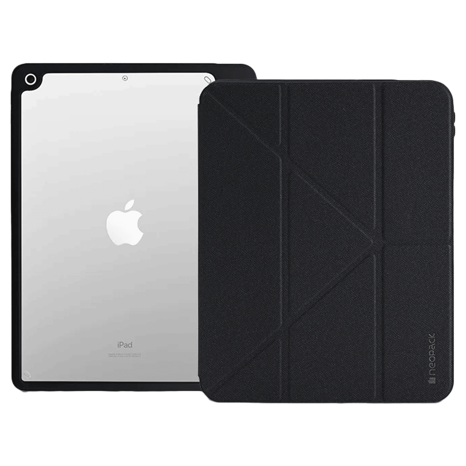 neopack Alpha Flip Case for Apple iPad 10.2 Inch with Pencil Holder (All Gen) (Transparent Back Shell Design, Black)_1