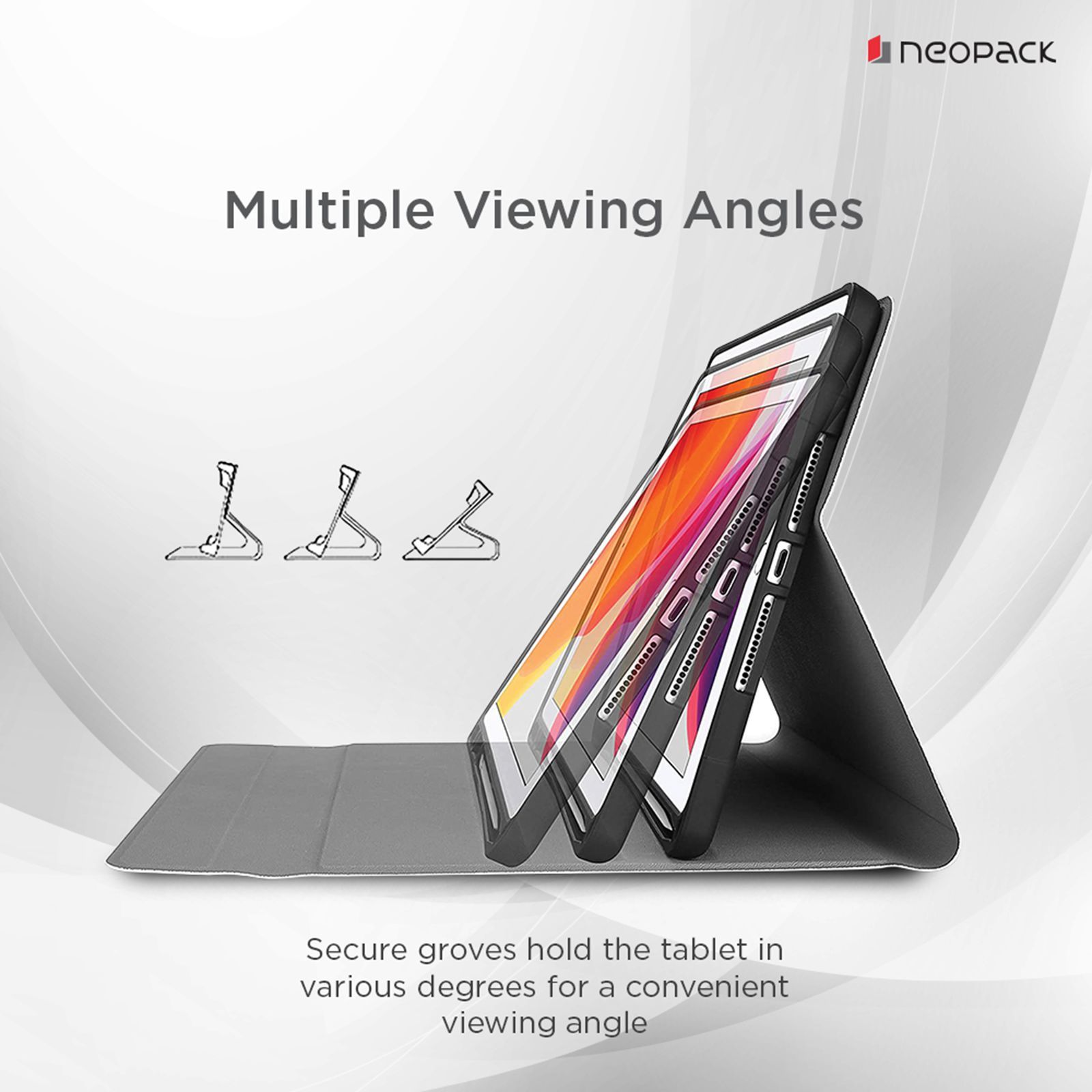 neopack Folio Case For Apple iPad Air 10.9 Inch & Pro 11(2nd, 3rd & 4th Gen) (Multi Vewing, Black)_5