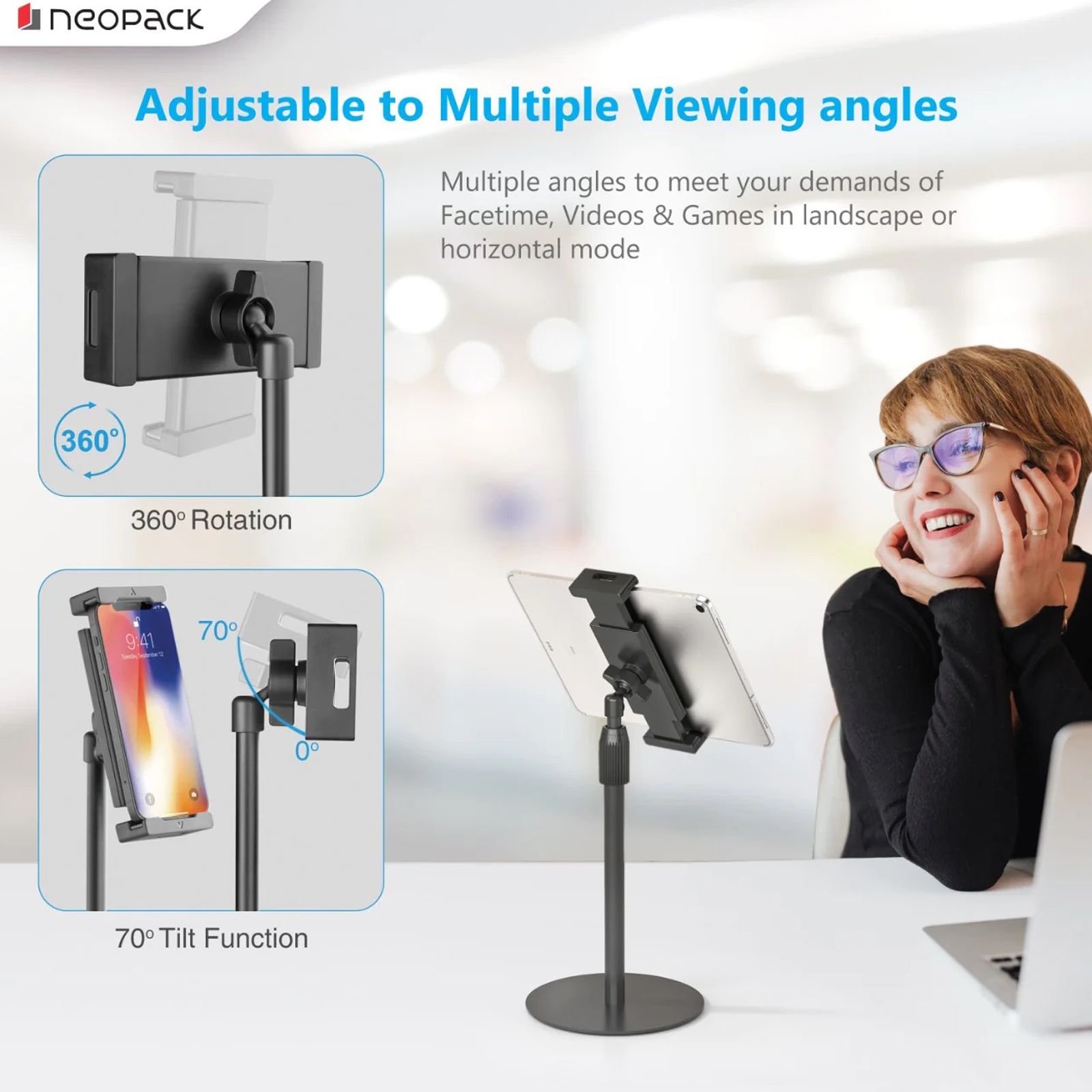 neopack Unimount Stand for Mobiles and Tablets (USTBK, Black)_2