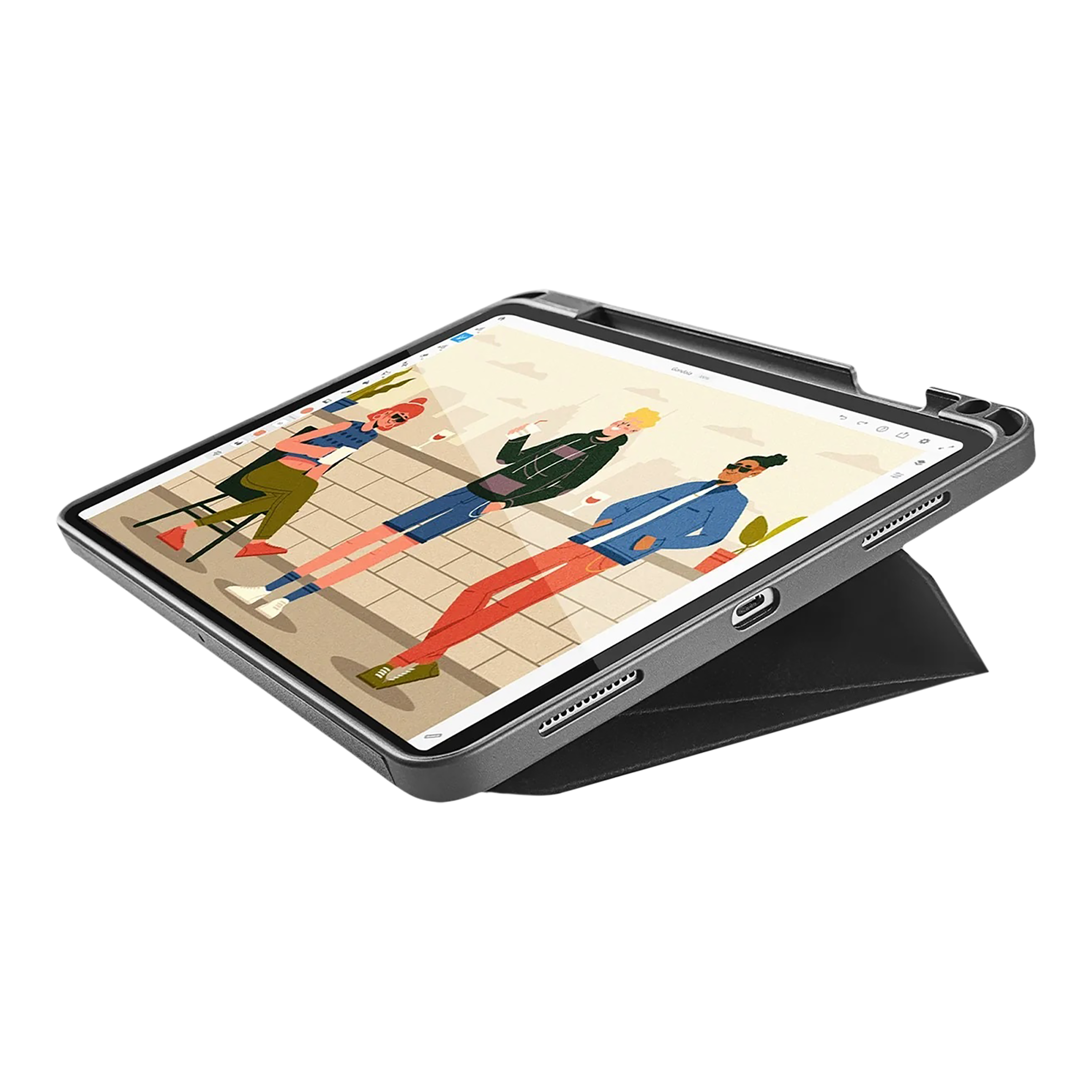 tomtoc Inspire B02 Hard Polyurethane Leather Flip Case for Apple iPad Air 10.9 Inch (Military Grade Protection, Black)_3