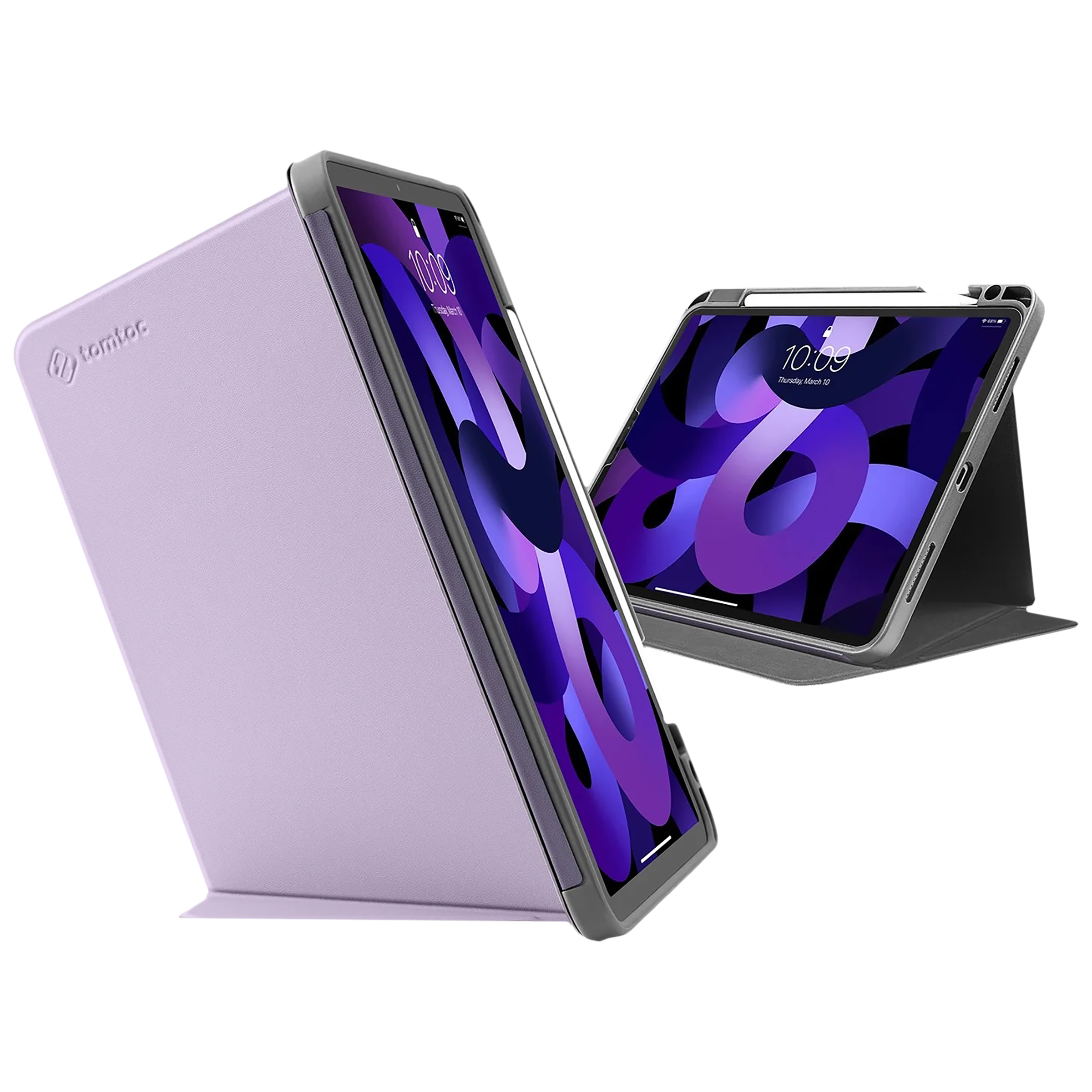 tomtoc Inspire B02 Hard Polyurethane Leather Flip Case for Apple iPad Air 10.9 Inch (Military Grade Protection, Lavender)_1