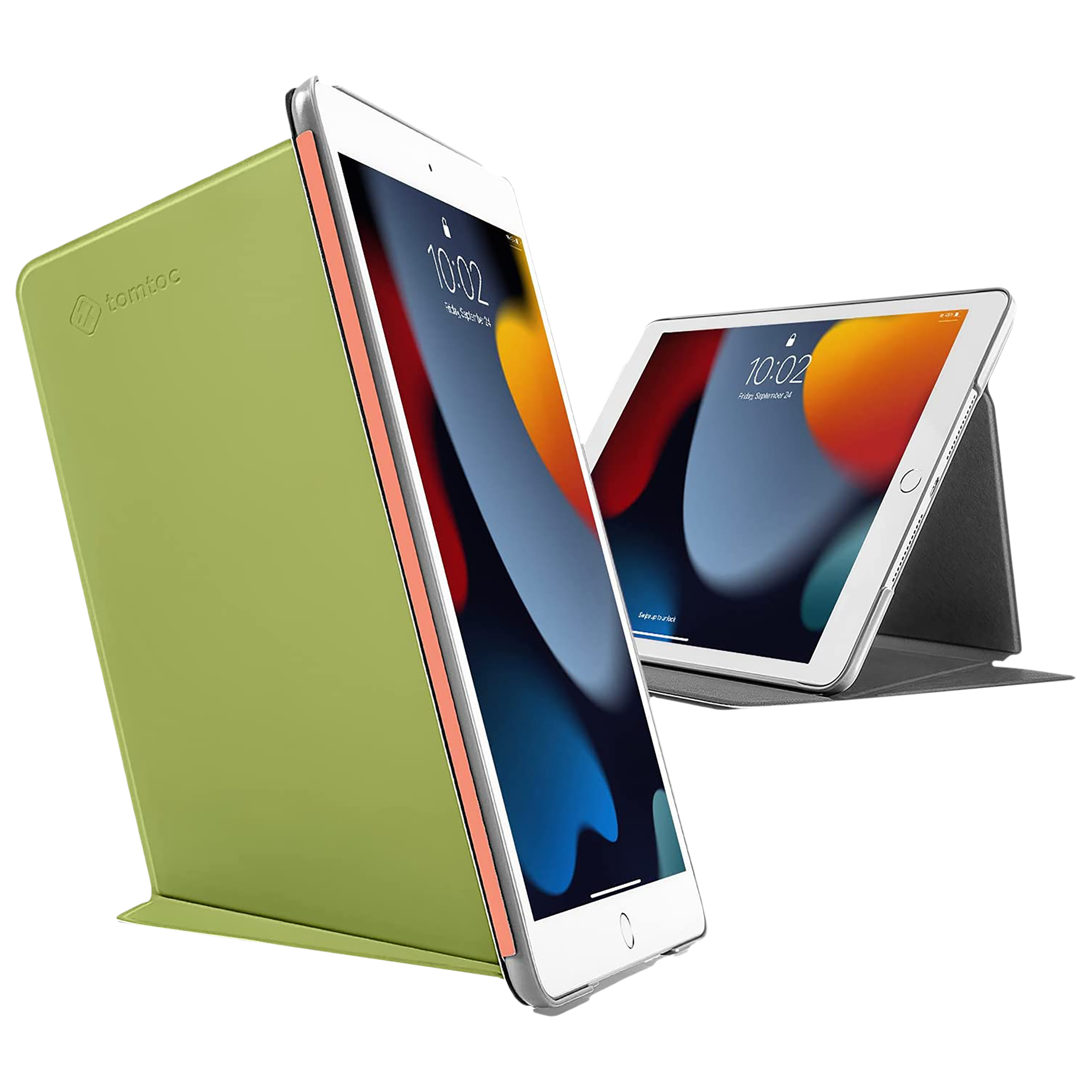 tomtoc Inspire B02 Hard Polyurethane Leather Flip Case for Apple iPad 10.2 Inch (Military Grade Protection, Avocado)_1