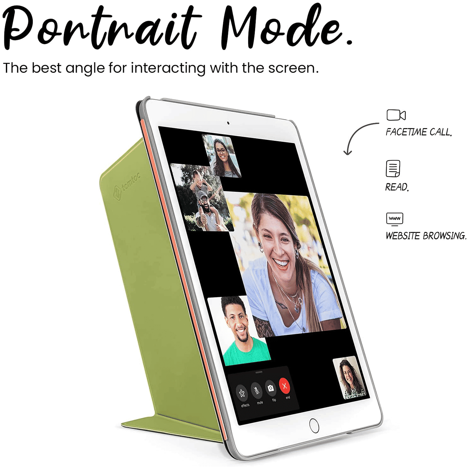 tomtoc Inspire B02 Hard Polyurethane Leather Flip Case for Apple iPad 10.2 Inch (Military Grade Protection, Avocado)_3