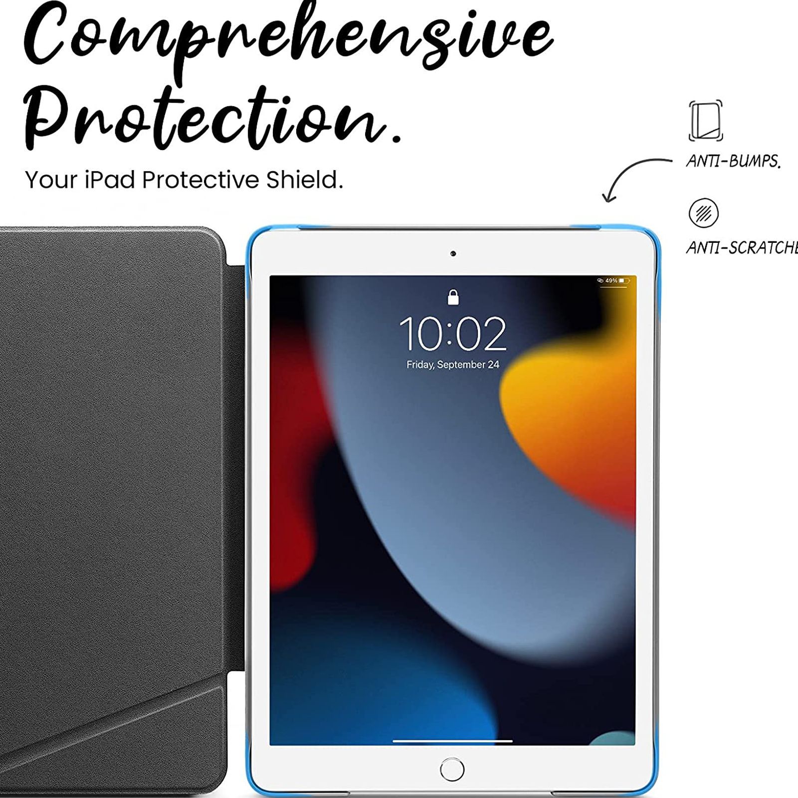 tomtoc Inspire B02 Hard Polyurethane Leather Flip Case for Apple iPad 10.2 Inch (Military Grade Protection, Avocado)_7