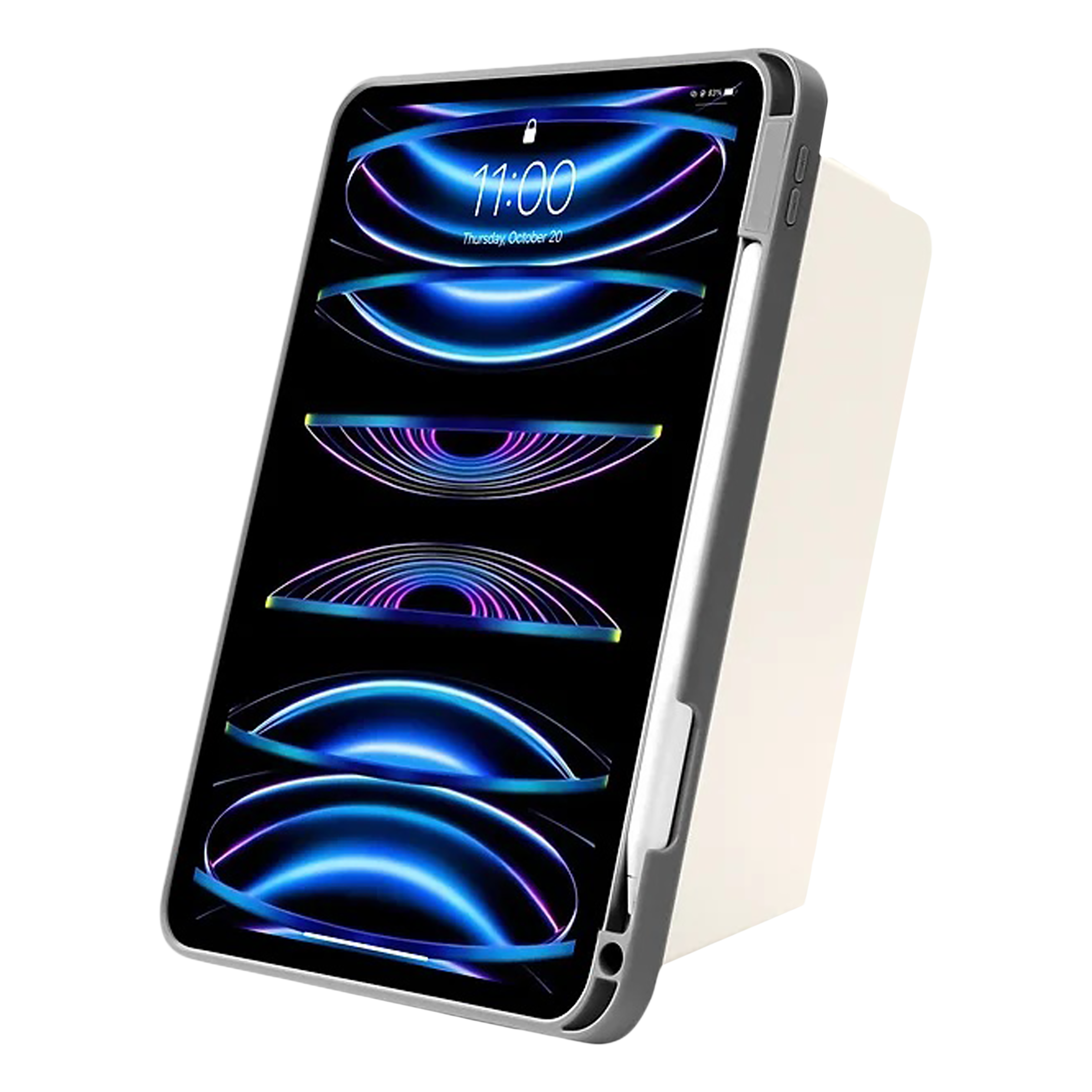 tomtoc Inspire B02 PU Leather Flip Case for Apple iPad 11 Inch (Military Grade Protection, Ivory White)_3