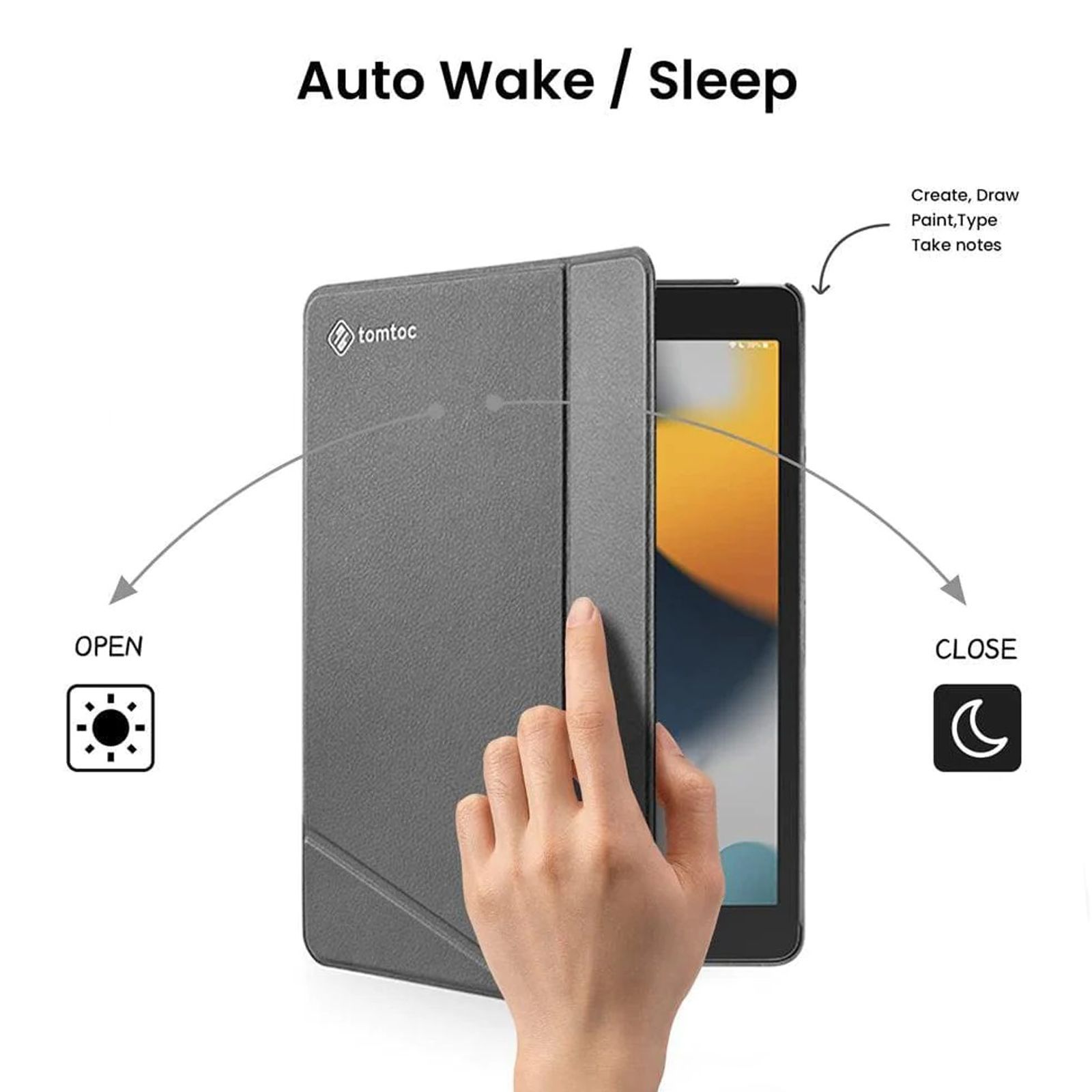 tomtoc Polyurethane & TPU Flip Case for Apple iPad 10.2 Inch (Scratch Resistant, Black)_3