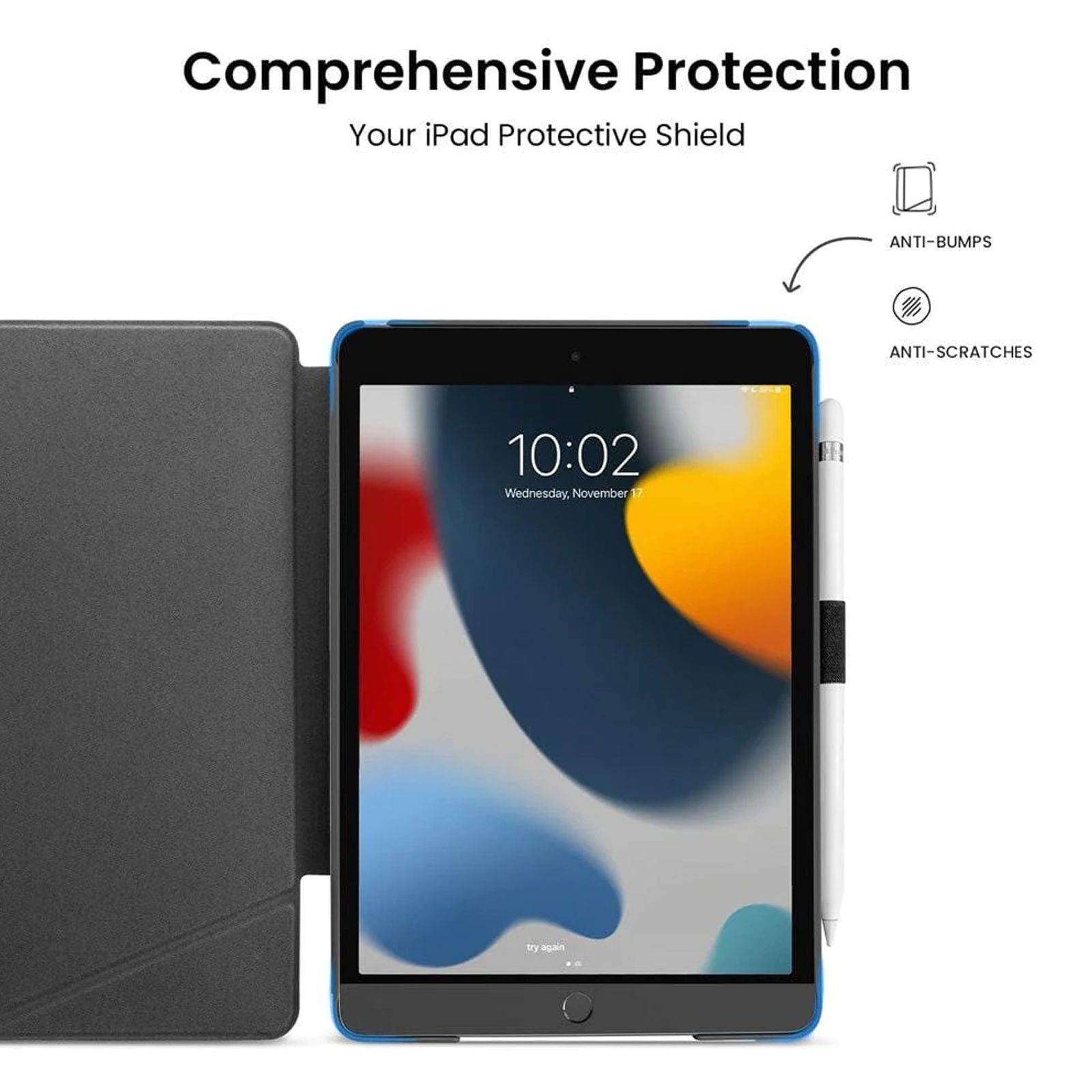 tomtoc Polyurethane & TPU Flip Case for Apple iPad 10.2 Inch (Scratch Resistant, Black)_6