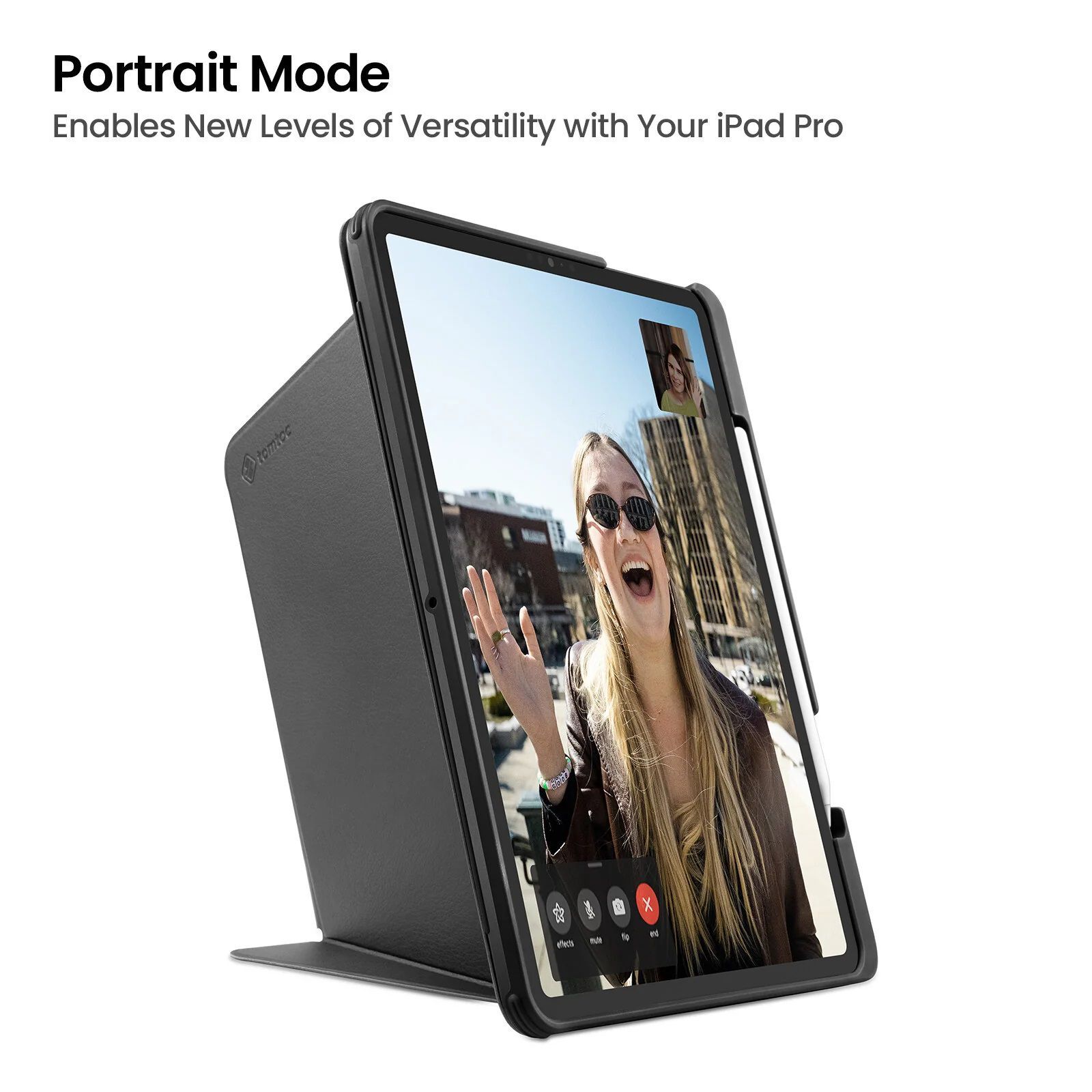 tomtoc Polyurethane Leather Flip Case for Apple iPad 11 Inch (Scratch Resistant, Black)_5