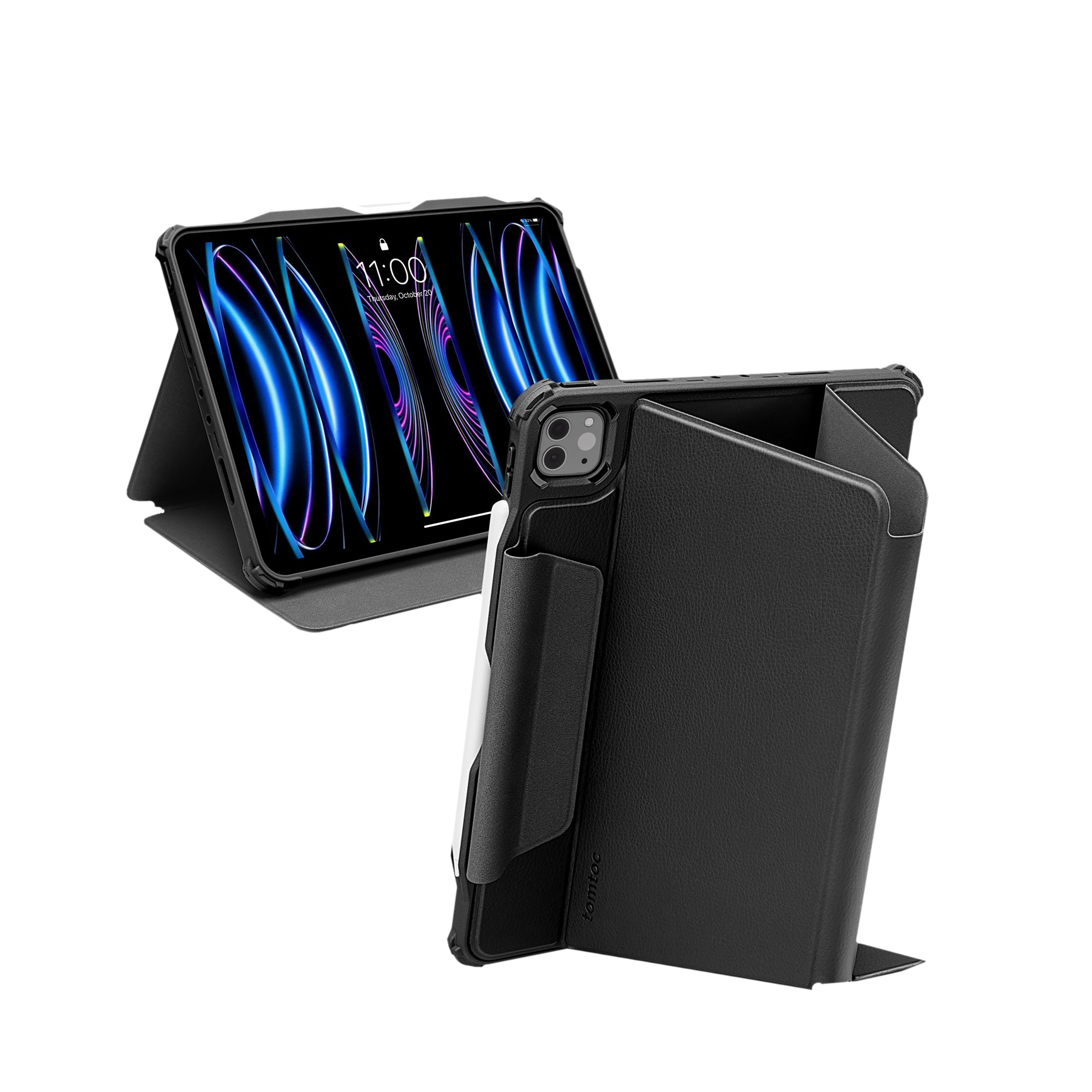 tomtoc Polyurethane Leather Flip Case for Apple iPad 11 Inch (Scratch Resistant, Black)_3