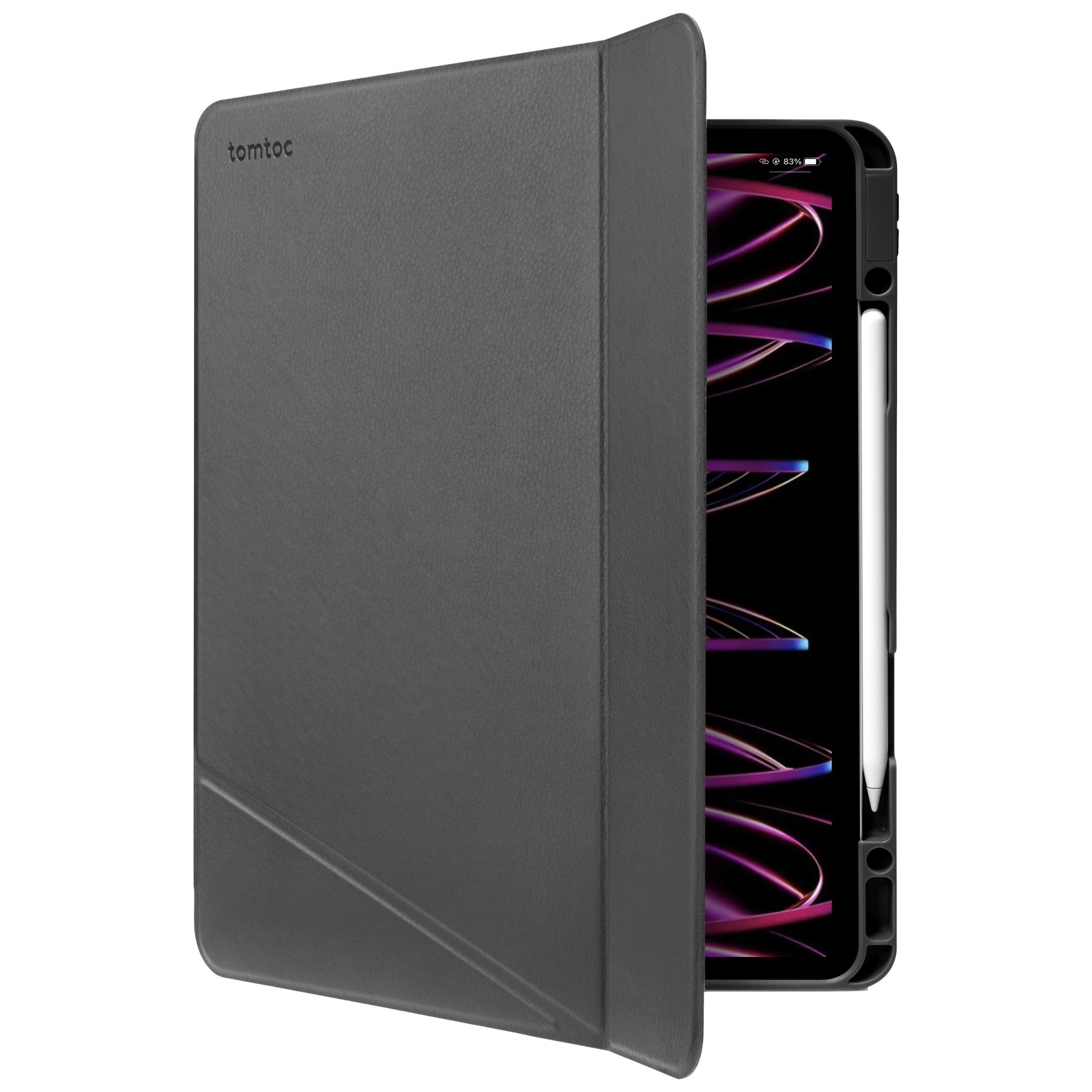 tomtoc Inspire B02 PU Leather Flip Case for Apple iPad 12.9 Inch (Military Grade Protection, Black)_4