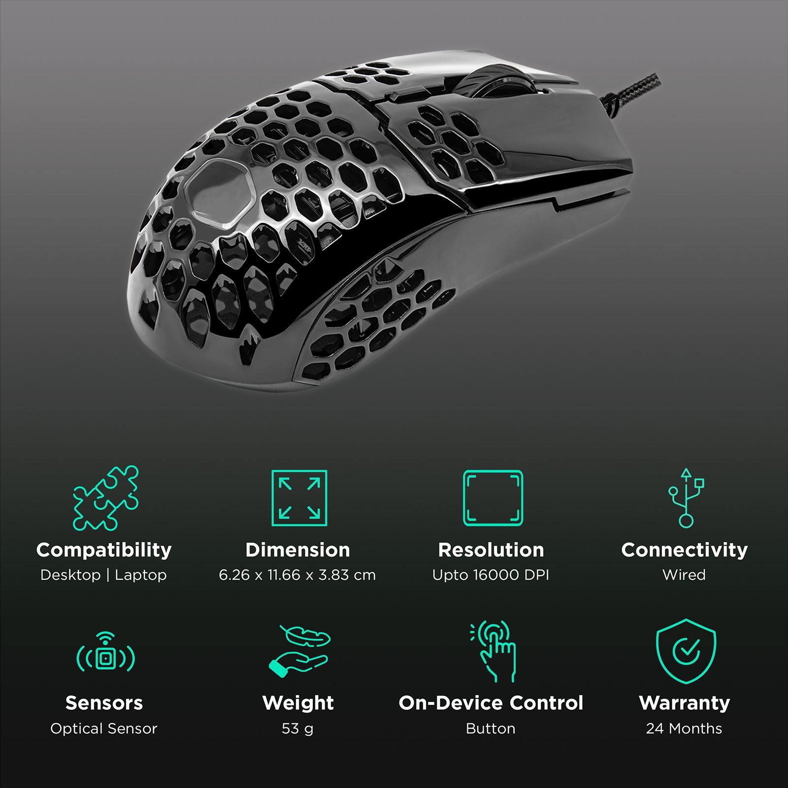 Cooler Master MM-710-KKOL1 Wired Gaming Mouse with Omron Switches (16000 DPI Adjustable, Ambidextrous Design, Matte Black) _2