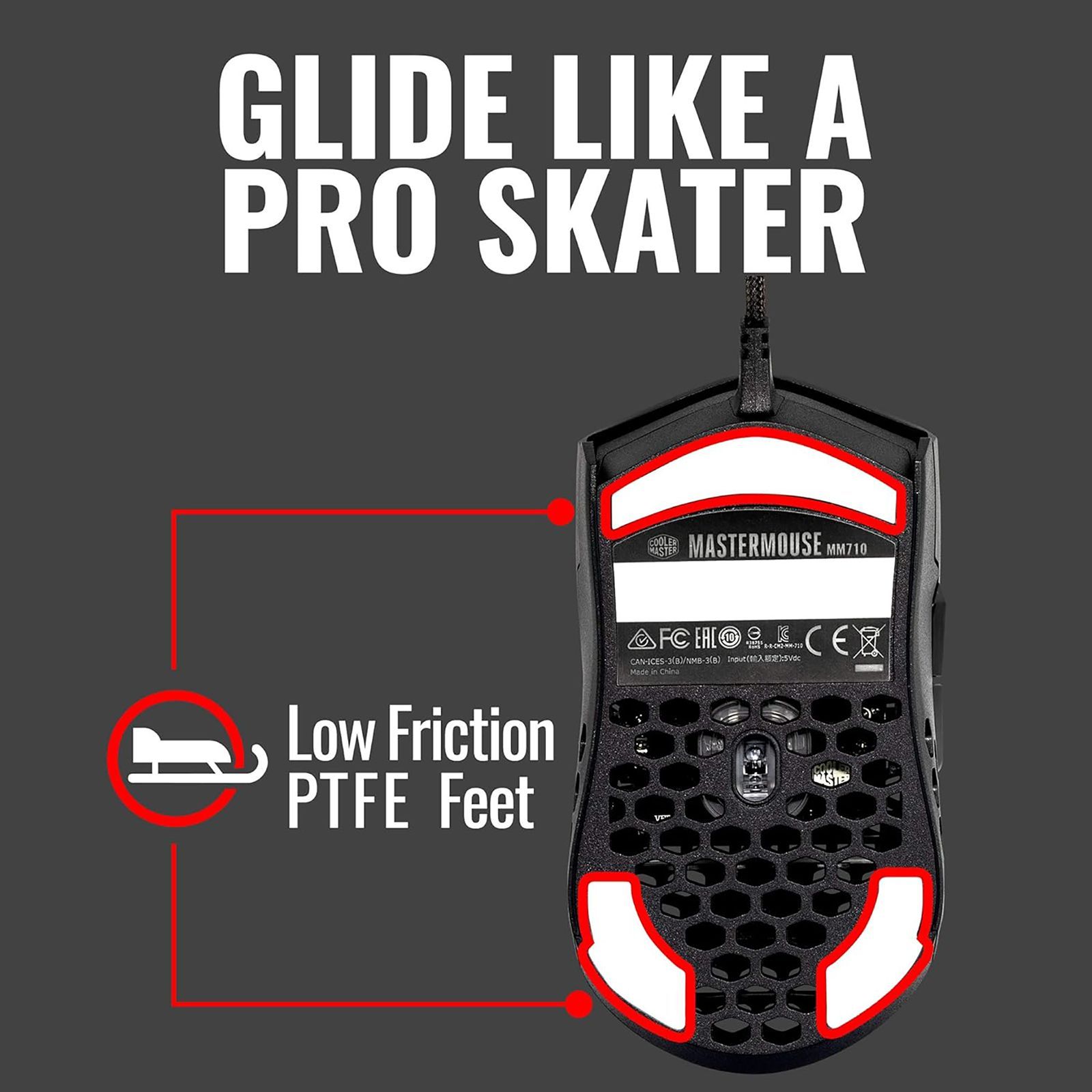 Cooler Master MM-710-KKOL1 Wired Gaming Mouse with Omron Switches (16000 DPI Adjustable, Ambidextrous Design, Matte Black) _8