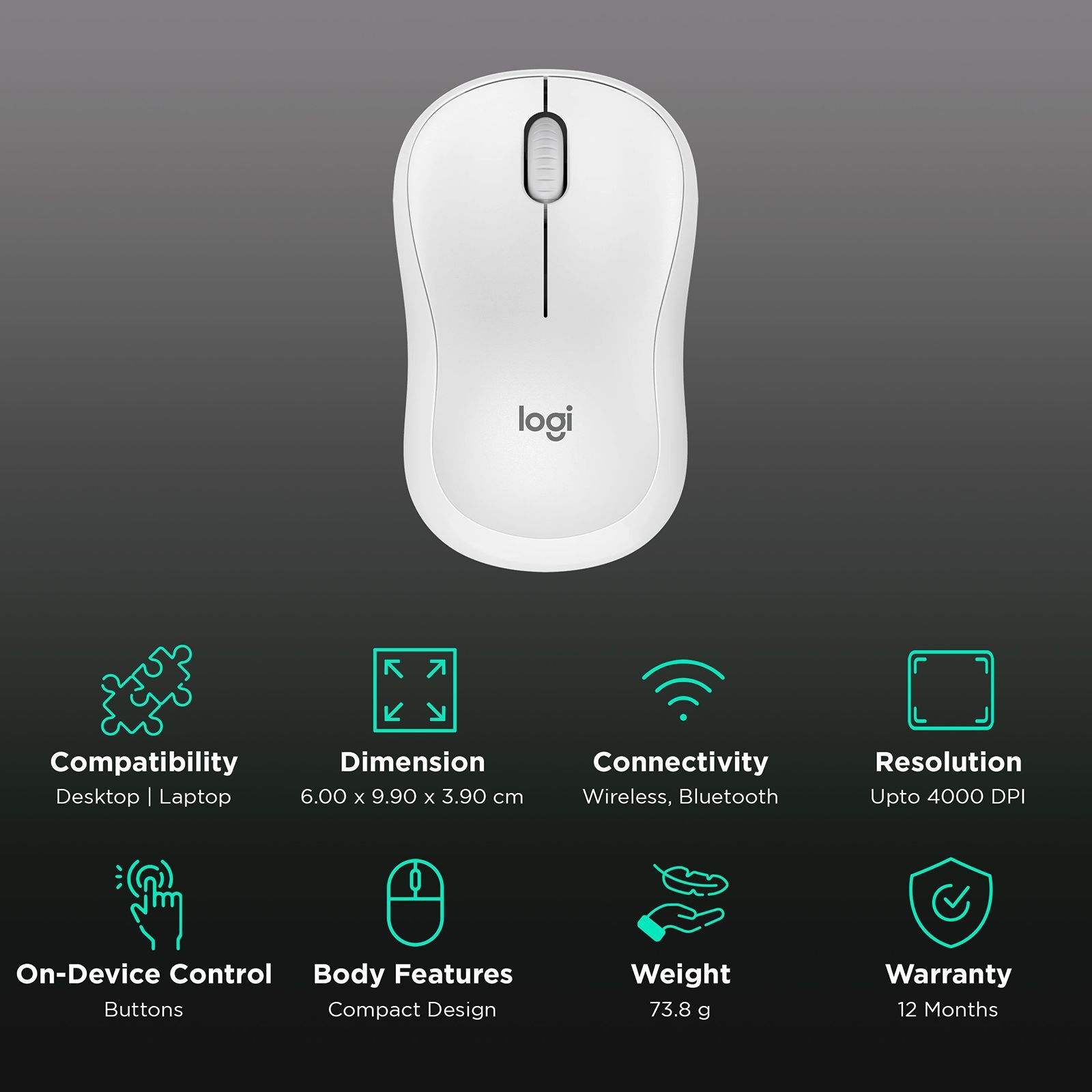 logitech M240 Wireless Optical Mouse with SilentTouch Technology (4000 DPI Adjustable, Sensor Technology, Off White)_2