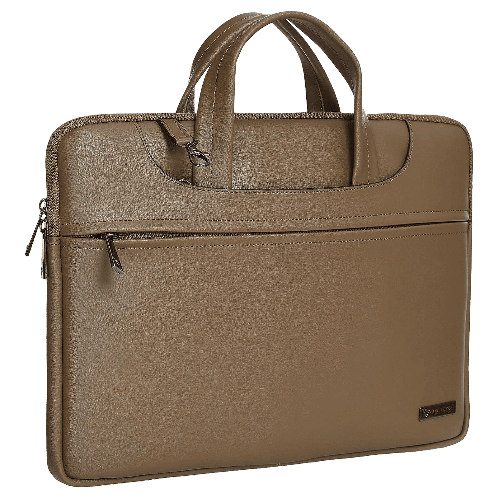 Dr. Vaku DA Italiano Polyurethane Leather, Polyester Sleeve for 14 Inch Laptop (Detachable Shoulder Strap, Tan Brown)_5