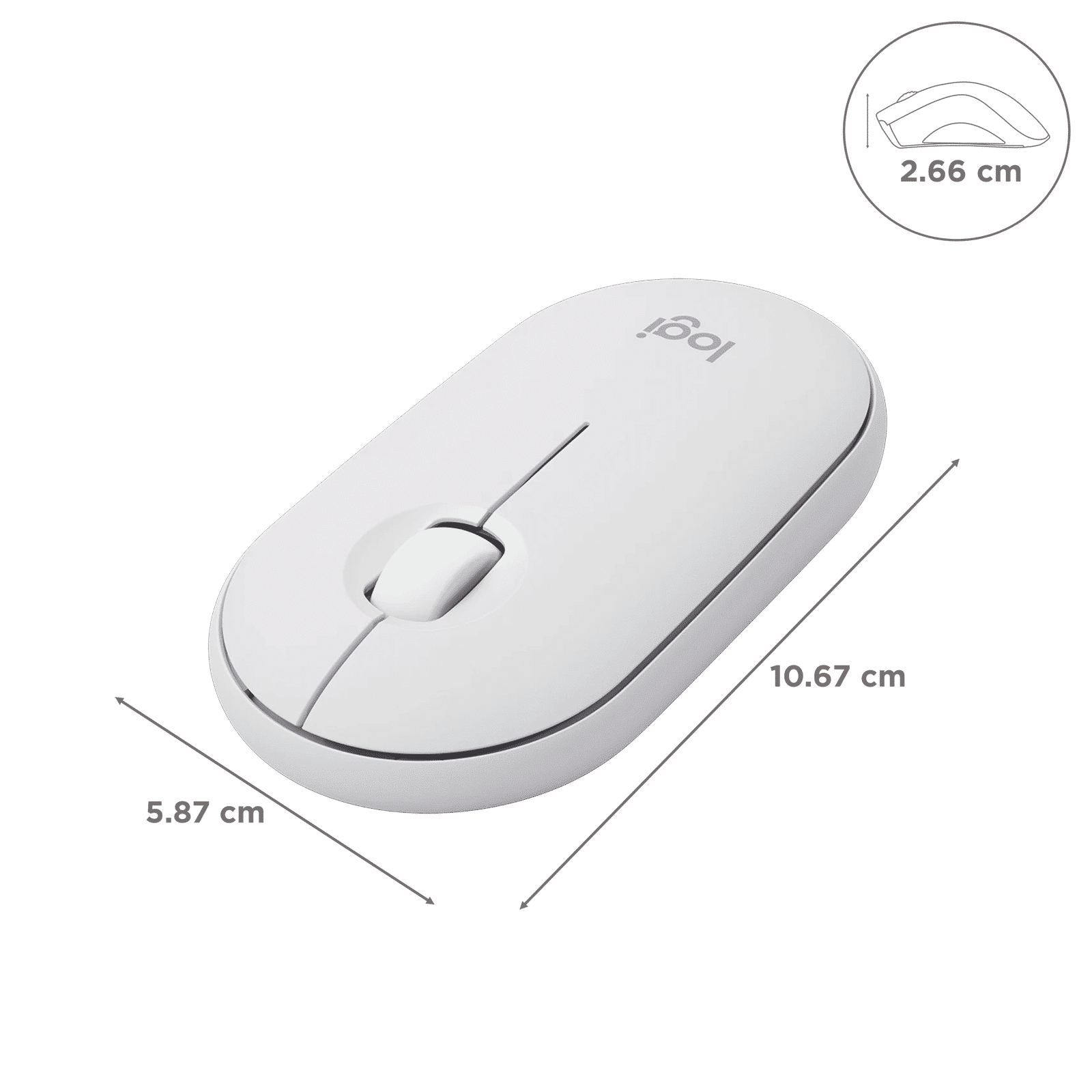 logitech Pebble Mouse 2 Wireless Optical Mouse with Silent Click Buttons (1000 DPI, Ultra Portable, Tonal White)_3