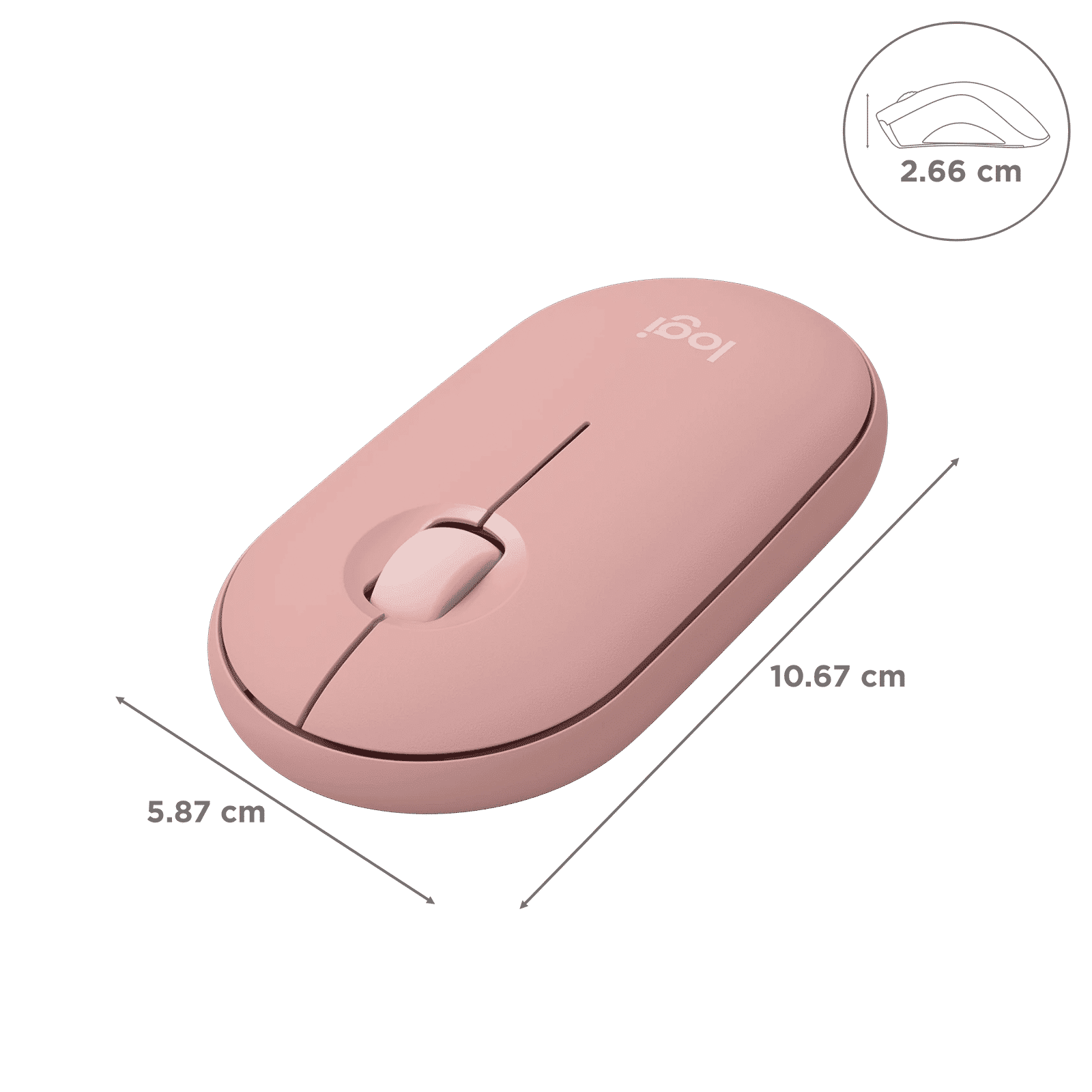 logitech Pebble Mouse 2 Wireless Optical Mouse with Silent Click Buttons (1000 DPI, Ultra Portable, Tonal Rose)_3