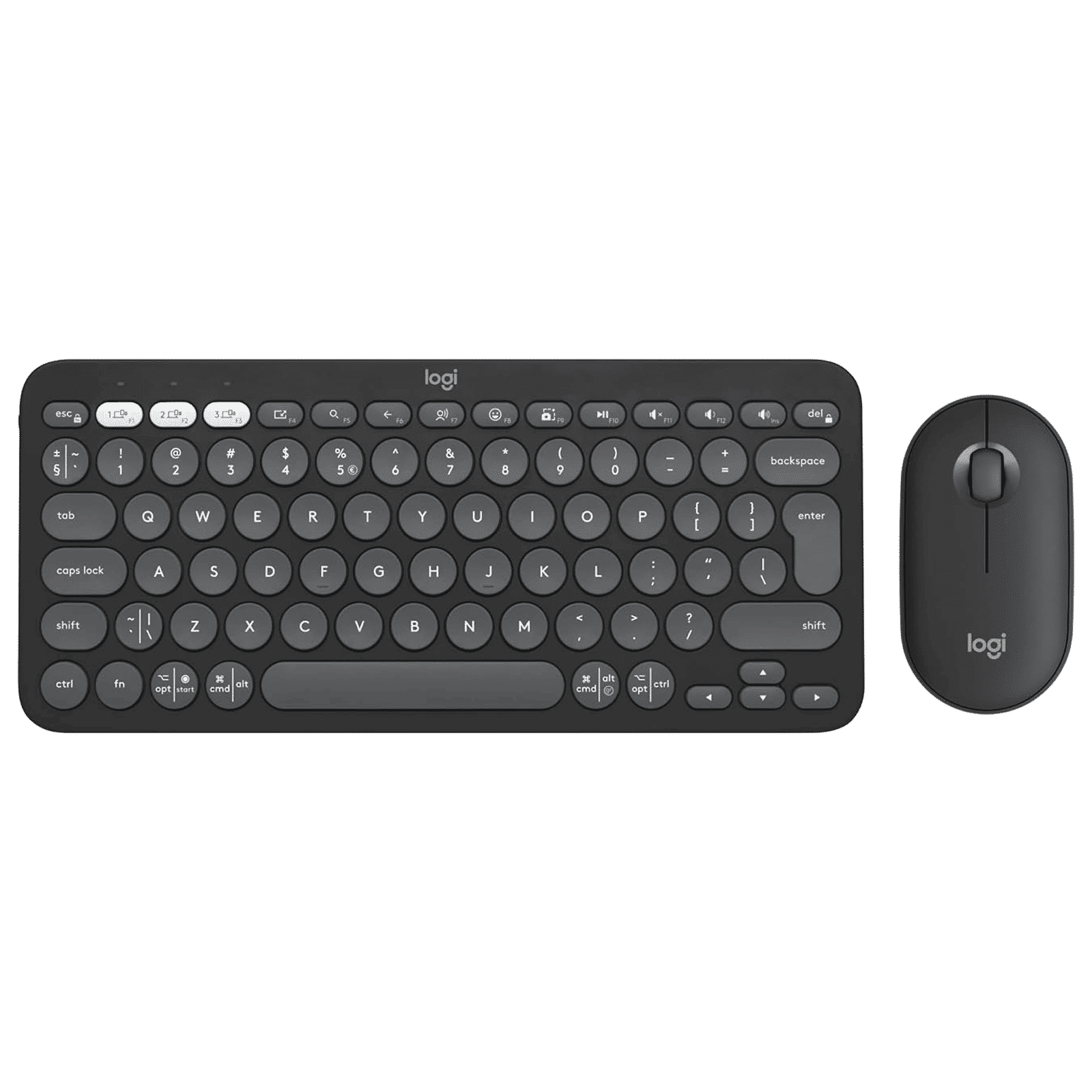 logitech Pebble 2 Wireless Keyboard and Mouse Combo (Multi-Device Pairing, 4000 DPI Adjustable, Graphite) logitech Pebble 2 Wireless Keyboard and Mouse Combo (Multi-Device Pairing, 4000 DPI Adjustable, Graphite)_1