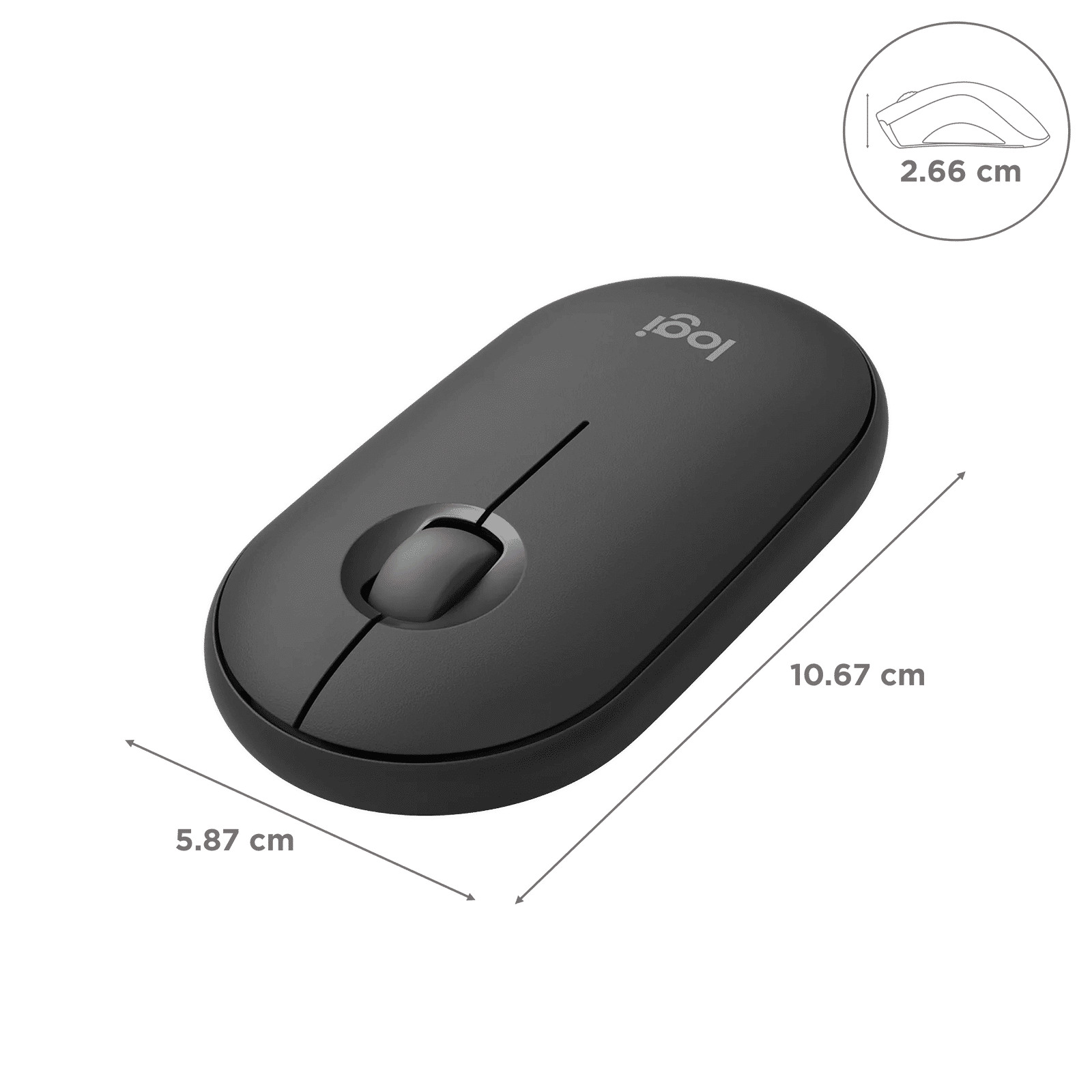 logitech Pebble Mouse 2 Wireless Optical Mouse with Silent Click Buttons (1000 DPI, Ultra Portable, Tonal Graphite)_3