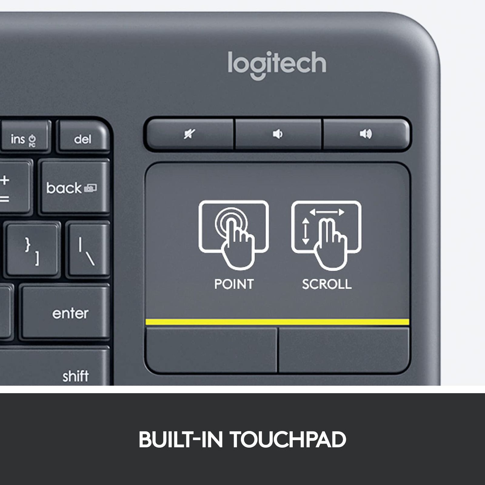logitech K400 Plus 2.4GHz Wireless Keyboard with Built-in Touchpad (Upto 5 Million Keystrokes, Black)_8