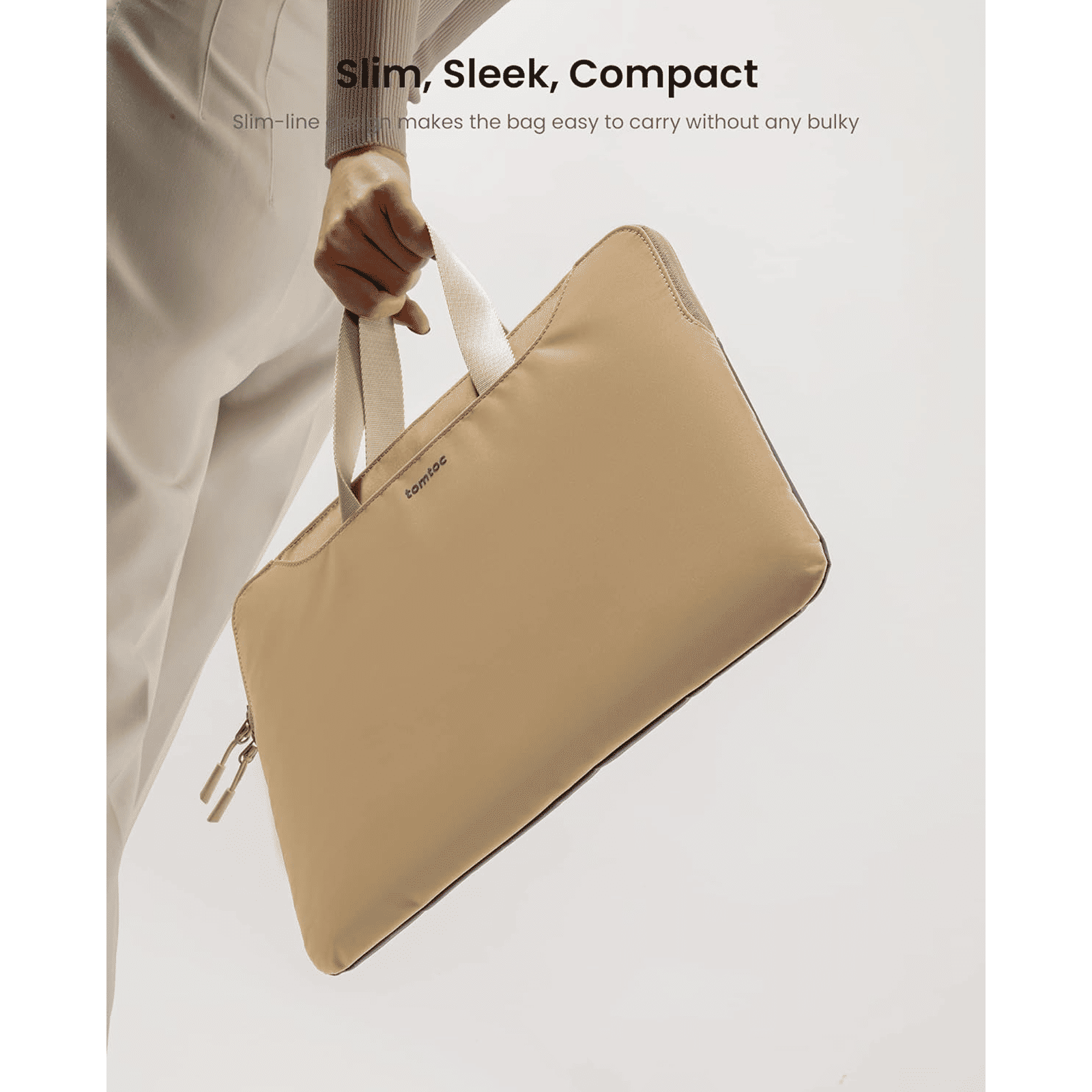 tomtoc A21 Laptop Sleeve for 14 Inch Laptop (Large Front Pockets, Cookie)_4