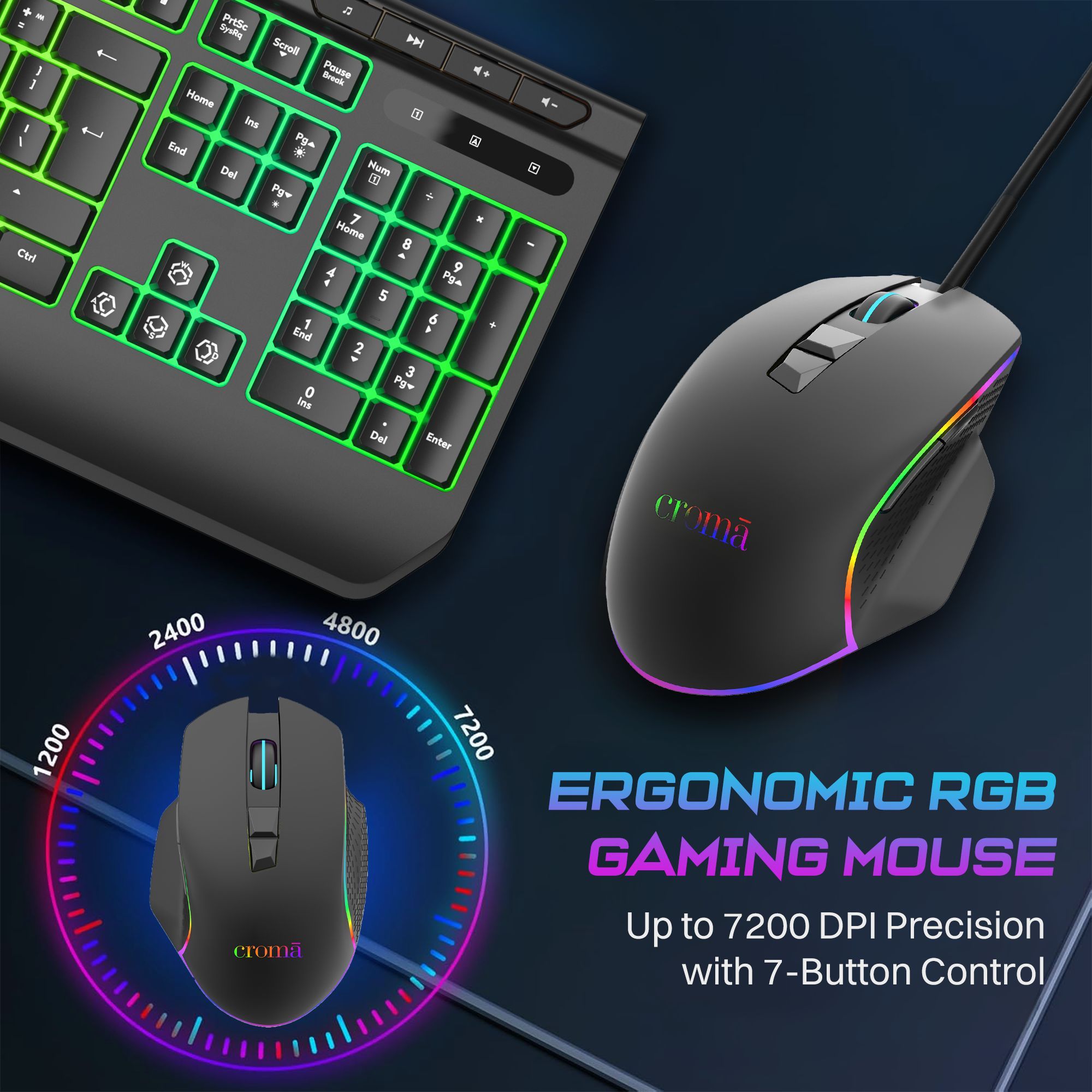 Croma Wired 4-IN-1 Gaming Combo (7200 DPI Adjustable, Black) Croma Wired 4-IN-1 Gaming Combo (7200 DPI Adjustable, Black)_13