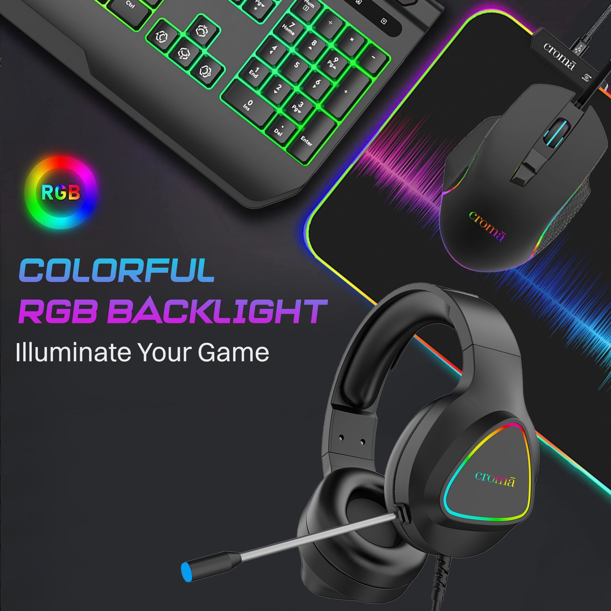 Croma Wired 4-IN-1 Gaming Combo (7200 DPI Adjustable, Black) Croma Wired 4-IN-1 Gaming Combo (7200 DPI Adjustable, Black)_16