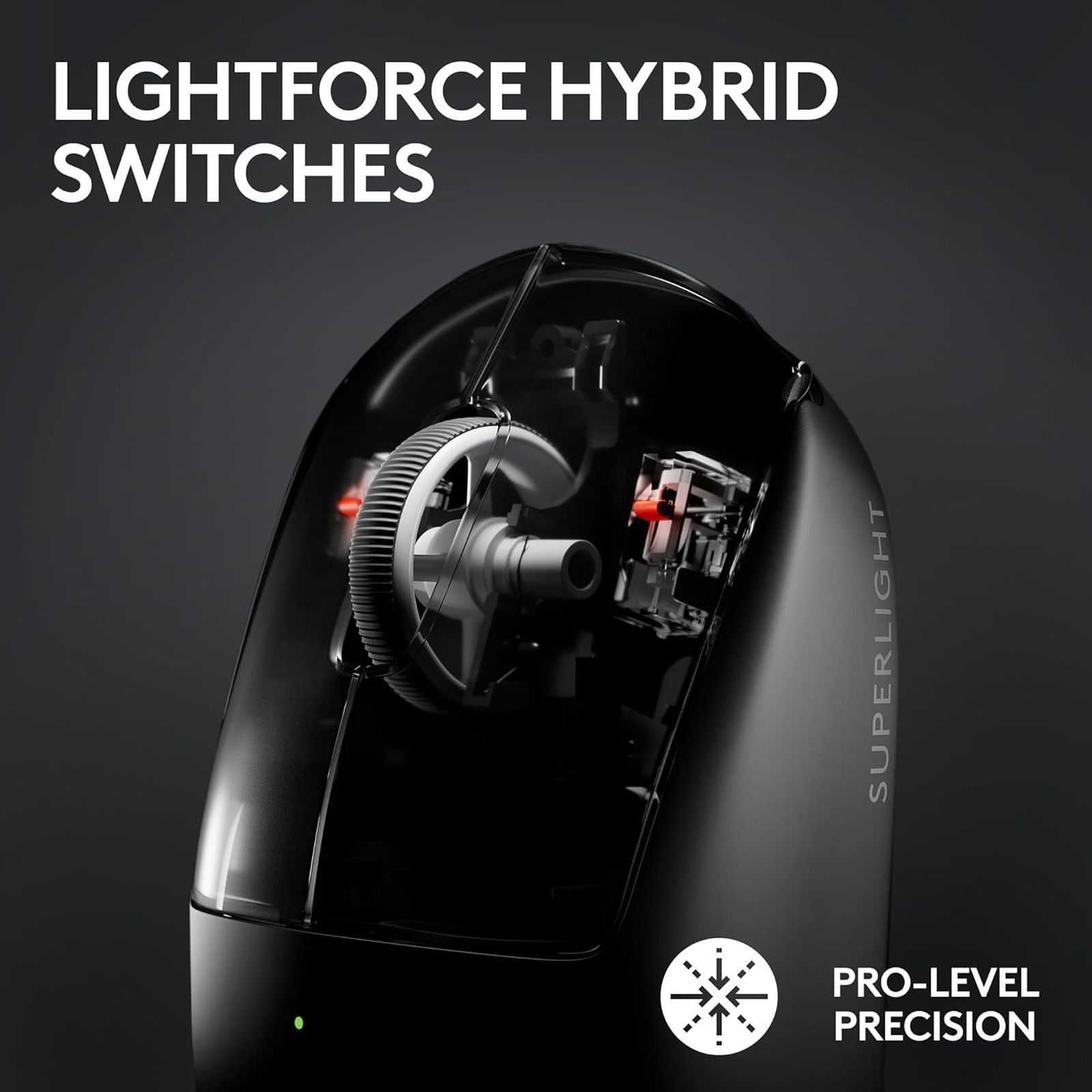logitech Pro X Superlight 2 Rechargeable Wireless Optical Gaming Mouse with Lightforce Hybrid Switches (32000 DPI Adjustable, No Additive PTFE Feet, Black)_11