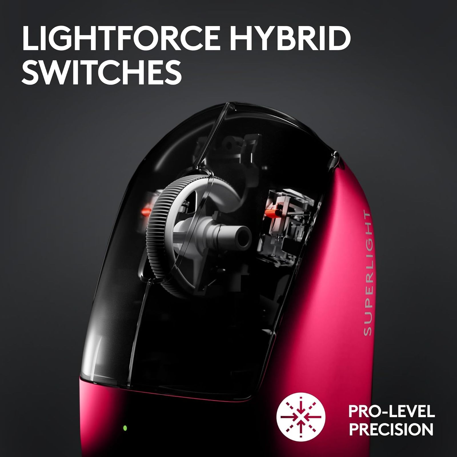 logitech Pro X Superlight 2 Rechargeable Wireless Optical Gaming Mouse with Lightforce Hybrid Switches (32000 DPI Adjustable, No Additive PTFE Feet, Pink)_14