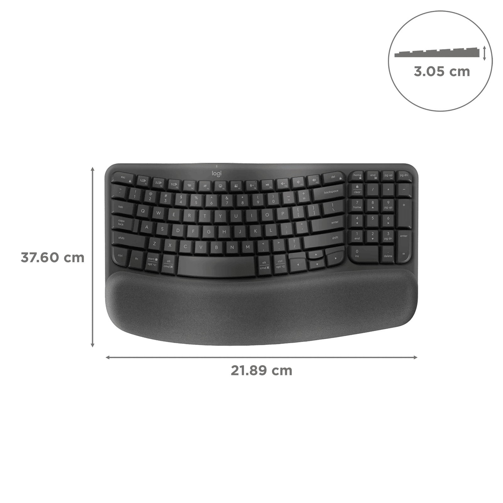 logitech Wave Keys Bluetooth Wireless Keyboard with Cushioned Palm Rest (Easy Switch Keys, Graphite) logitech Wave Keys Bluetooth Wireless Keyboard with Cushioned Palm Rest (Easy Switch Keys, Graphite)_2