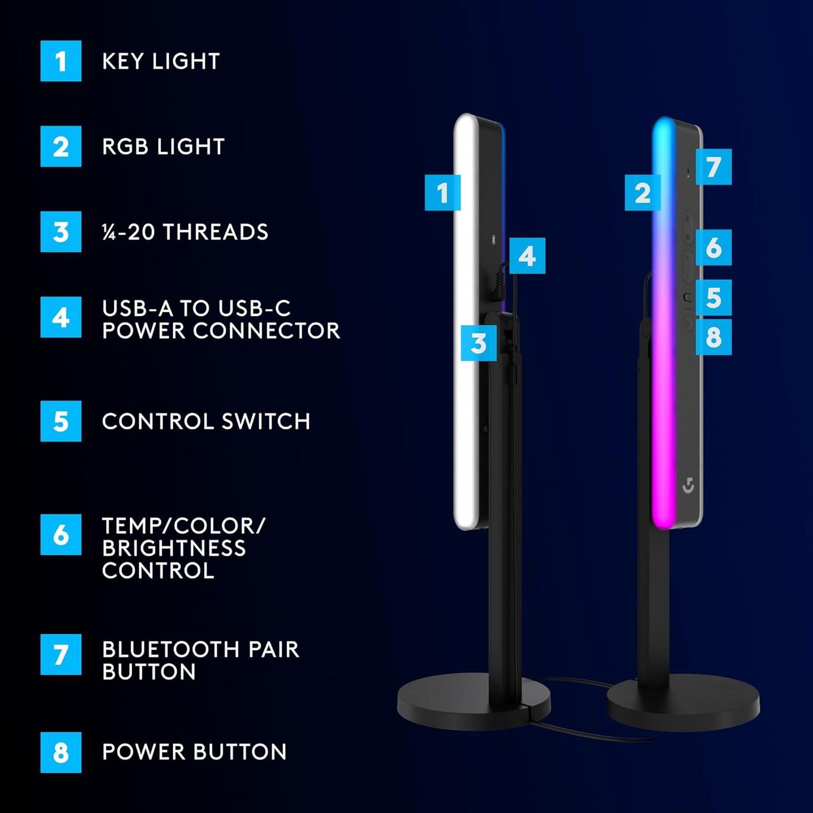 logitech Litra Beam LX LED Streaming Key Light for Desktop (Dual Sided RGB)_6