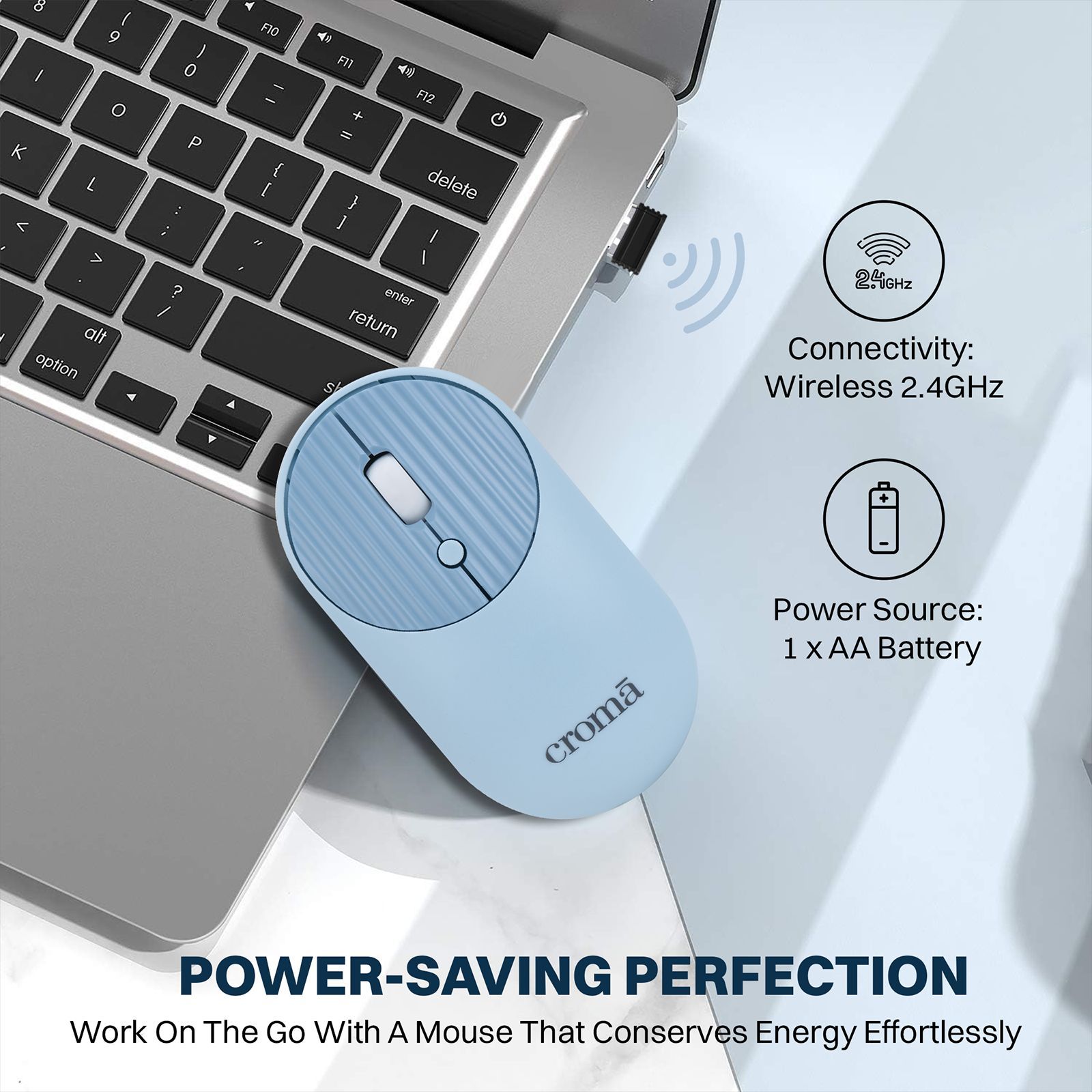 Croma 2.4 GHz Wireless Optical Mouse with Power Saving Feature (1600 DPI Adjustable, Ambidextrous Design, Blue) Croma 2.4 GHz Wireless Optical Mouse with Power Saving Feature (1600 DPI Adjustable, Ambidextrous Design, Blue)_9