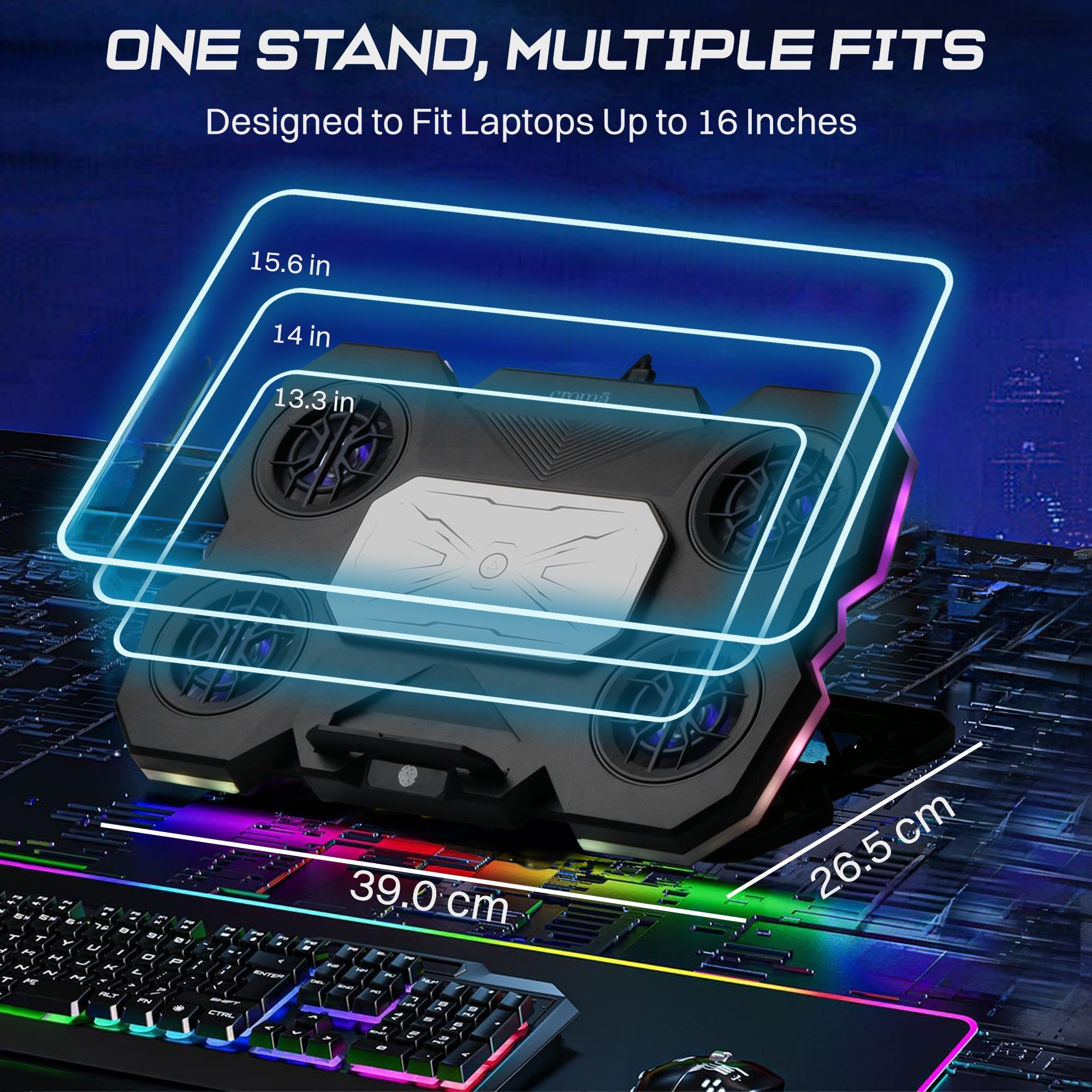 Croma Gaming Cooling Pad For Laptops (Electrothermal Cooling Technology, Black) Croma Gaming Cooling Pad For Laptops (Electrothermal Cooling Technology, Black)_8