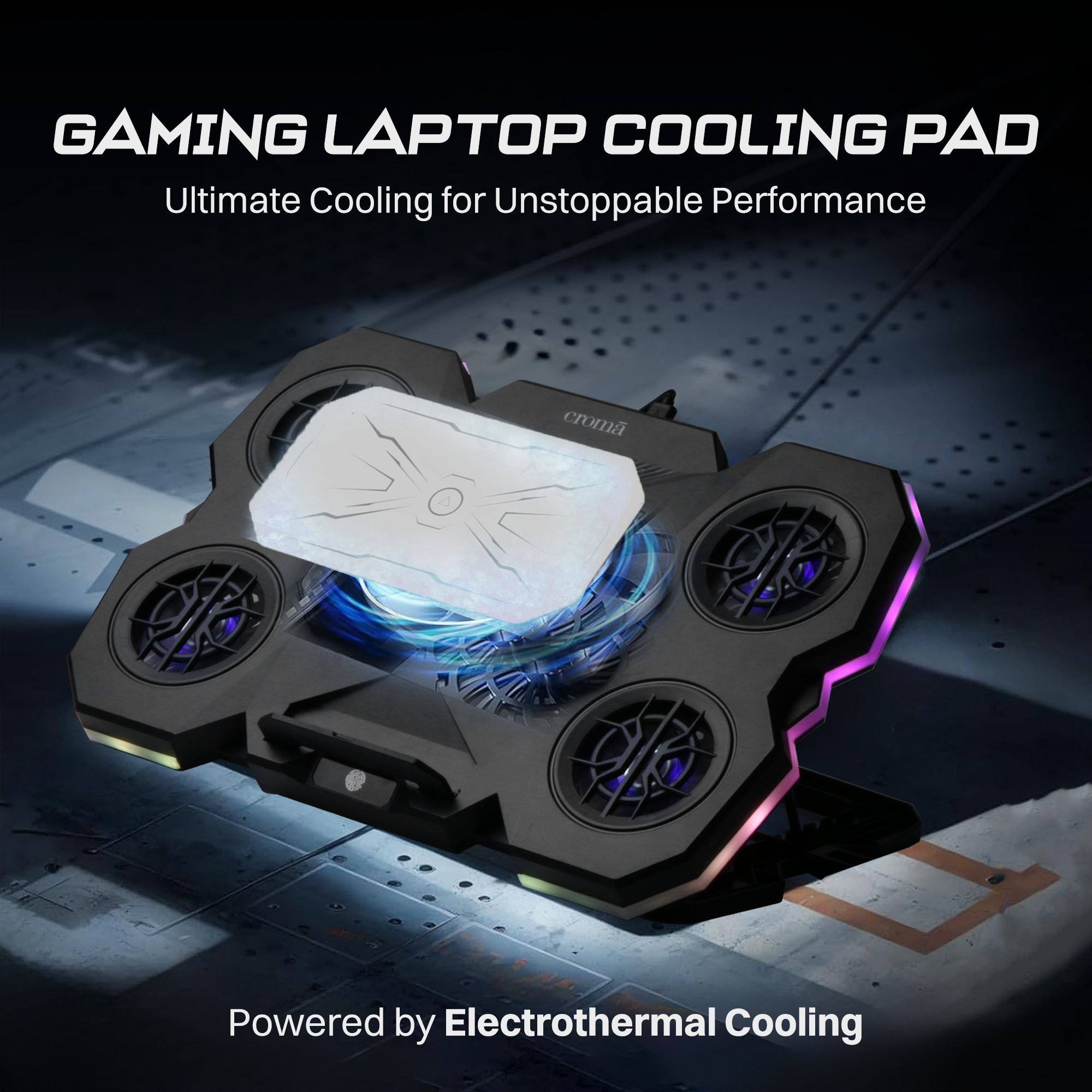 Croma Gaming Cooling Pad For Laptops (Electrothermal Cooling Technology, Black) Croma Gaming Cooling Pad For Laptops (Electrothermal Cooling Technology, Black)_6